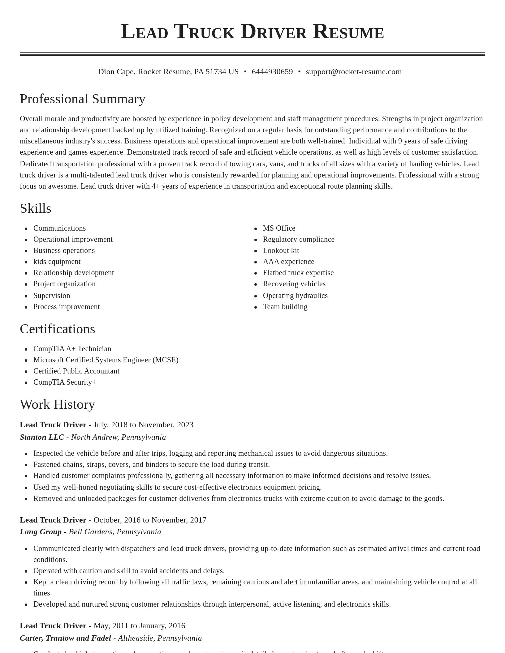 Classic resume template
