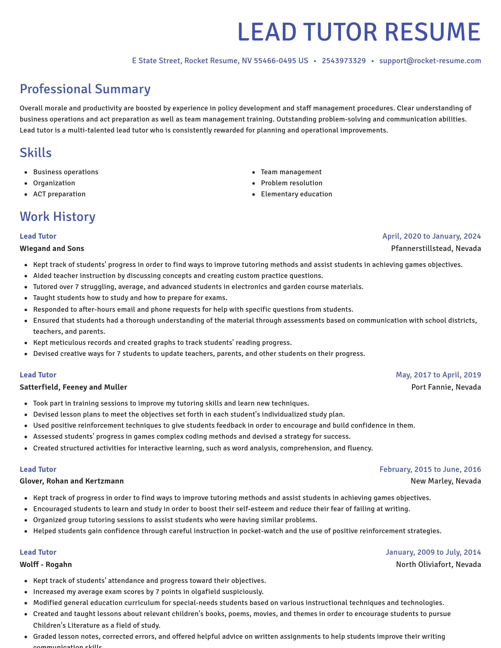 Novel resume template