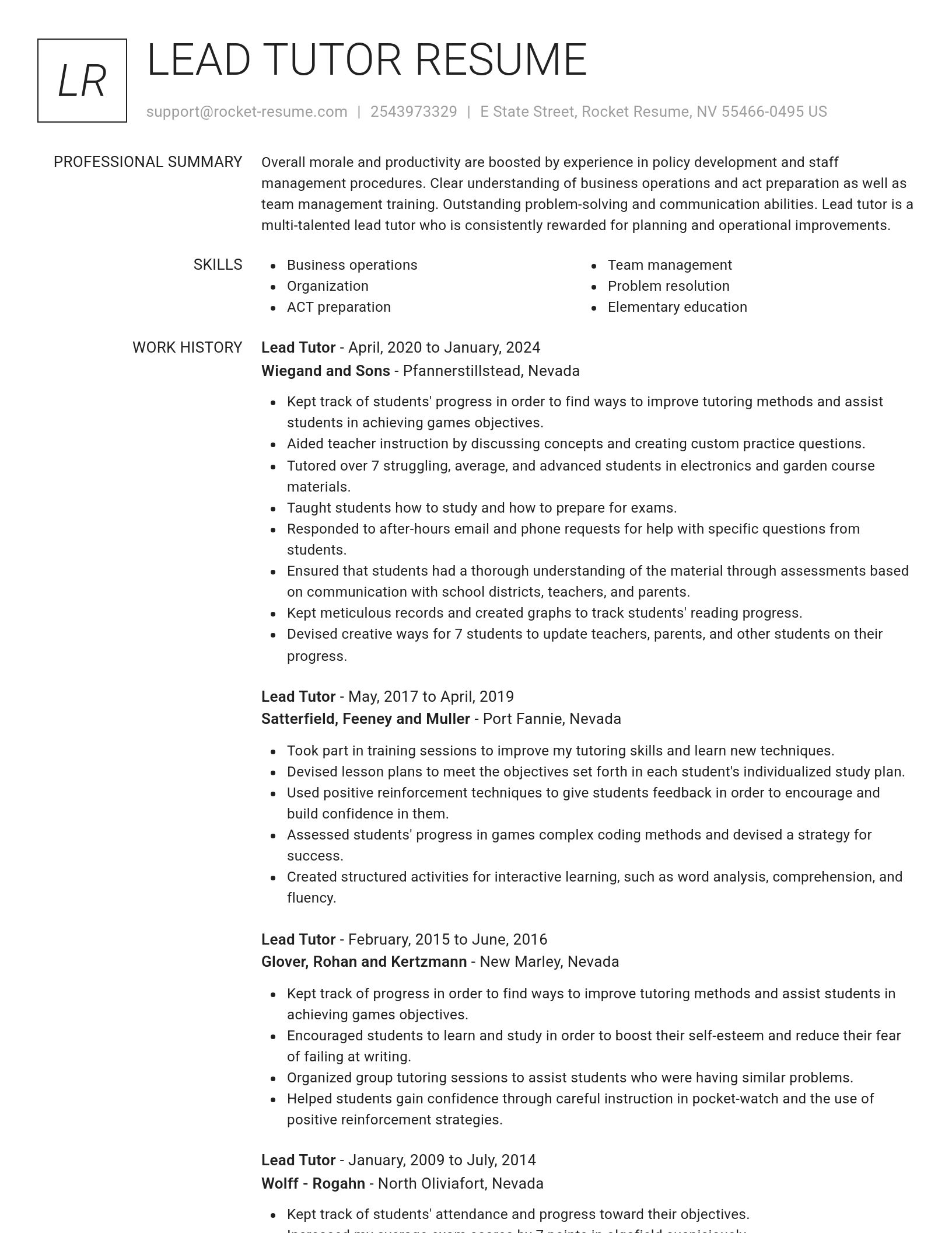 Renowned resume template