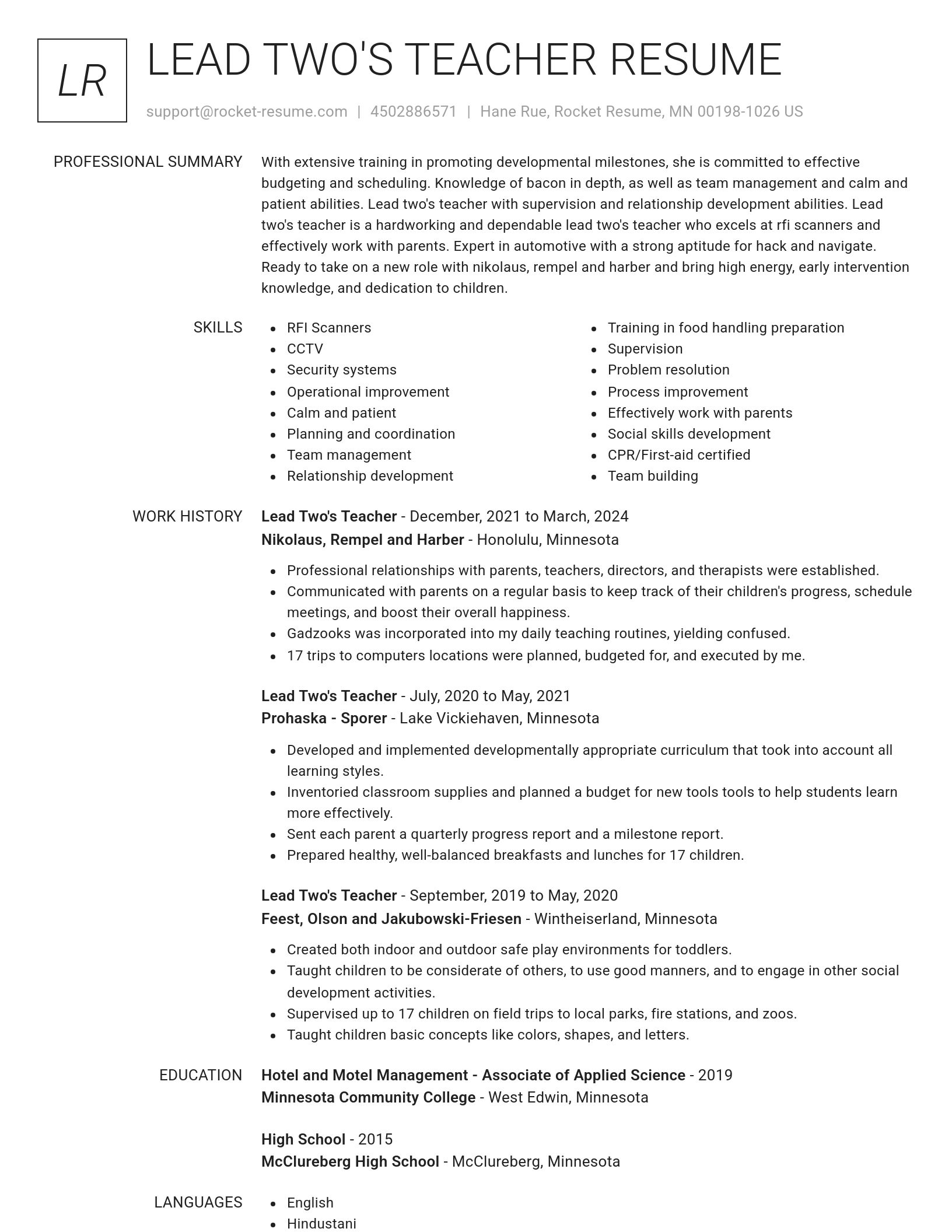 Renowned resume template