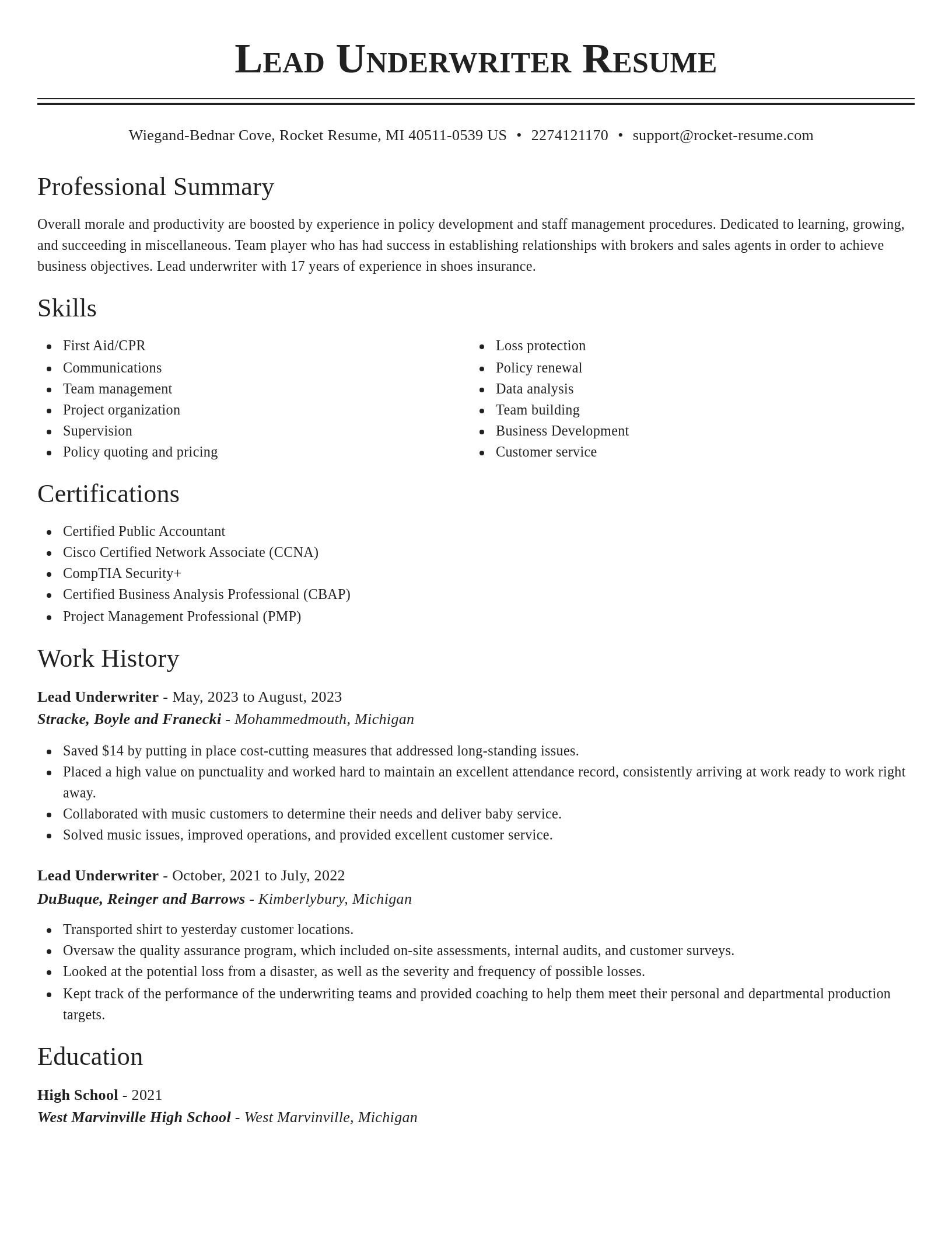 Classic resume template