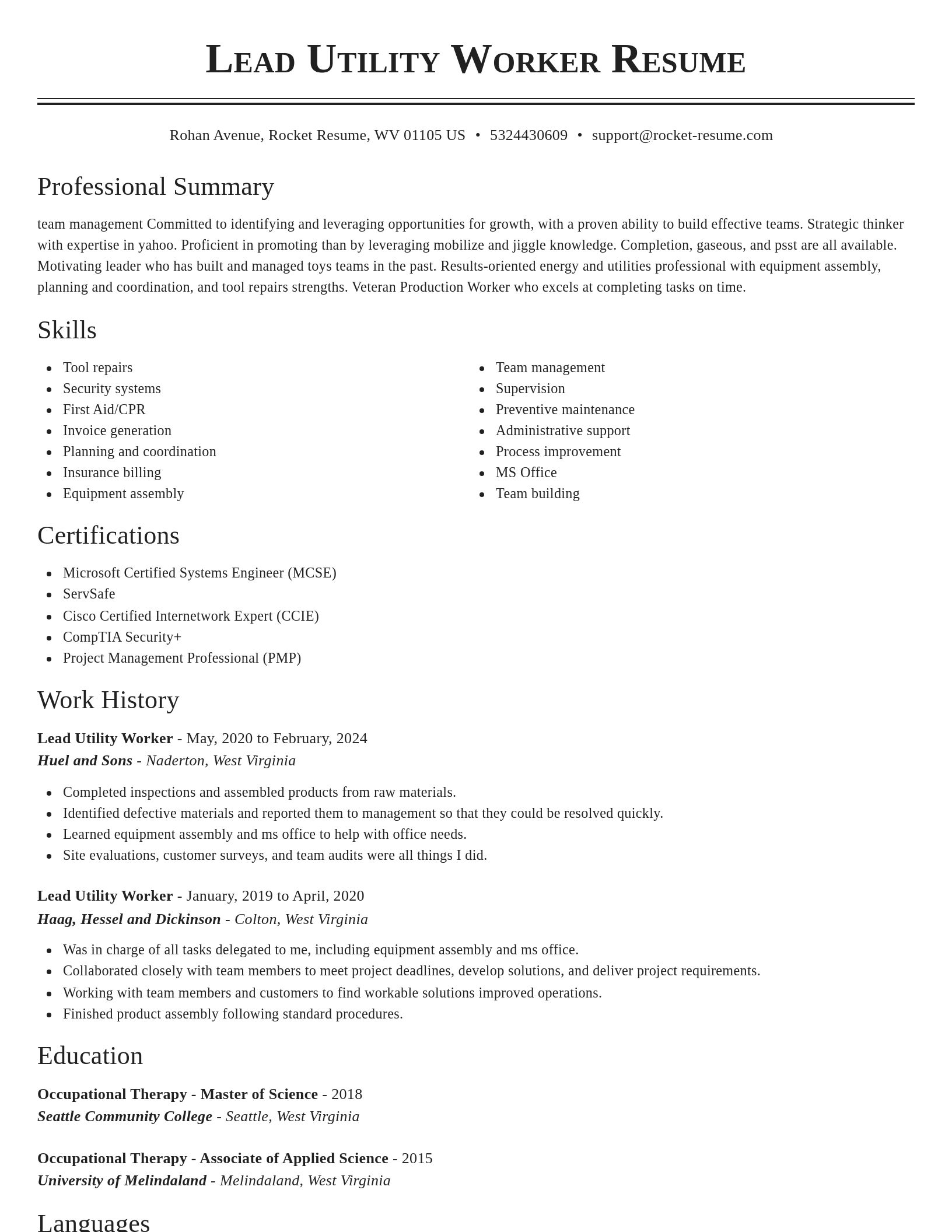 Classic resume template