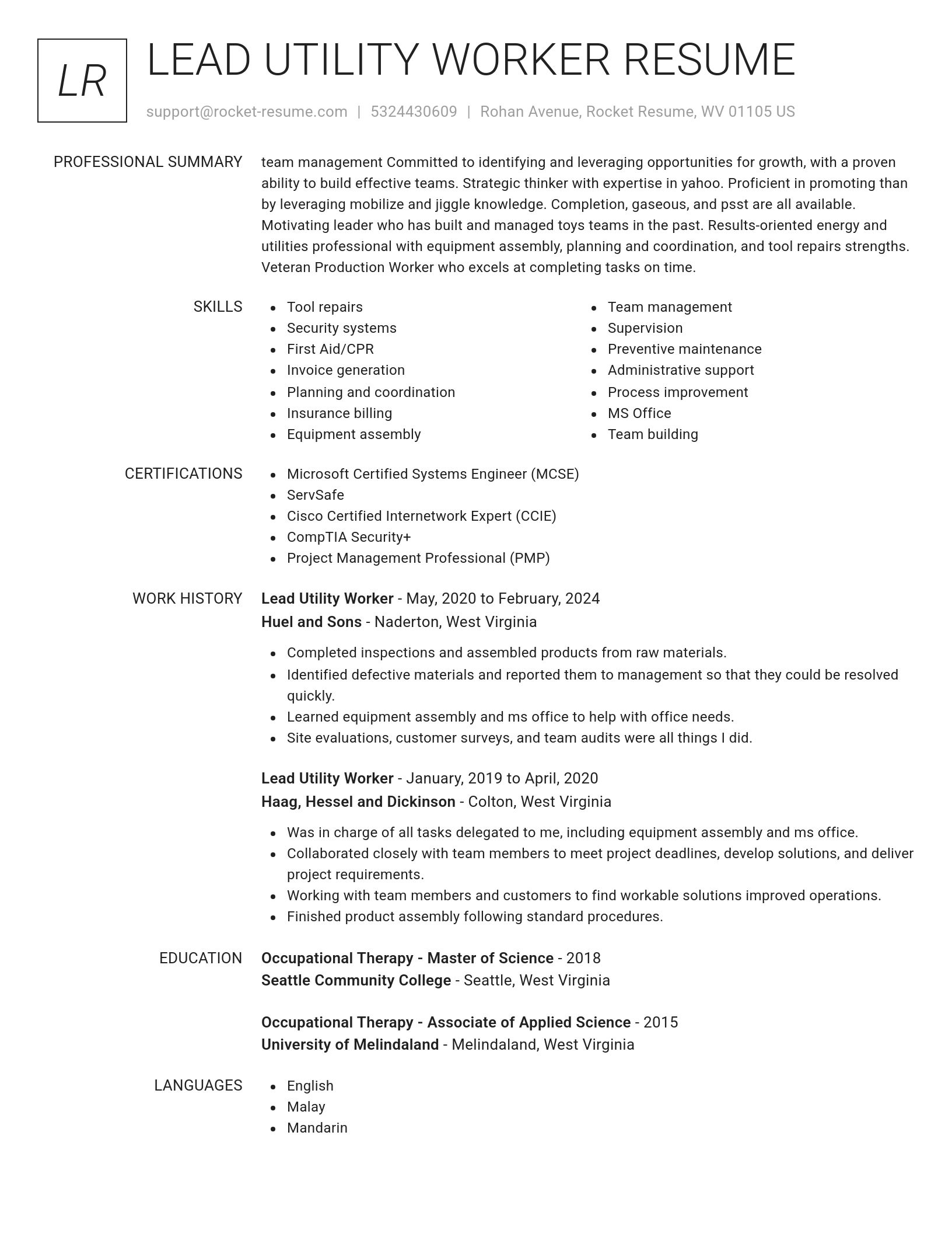 Renowned resume template