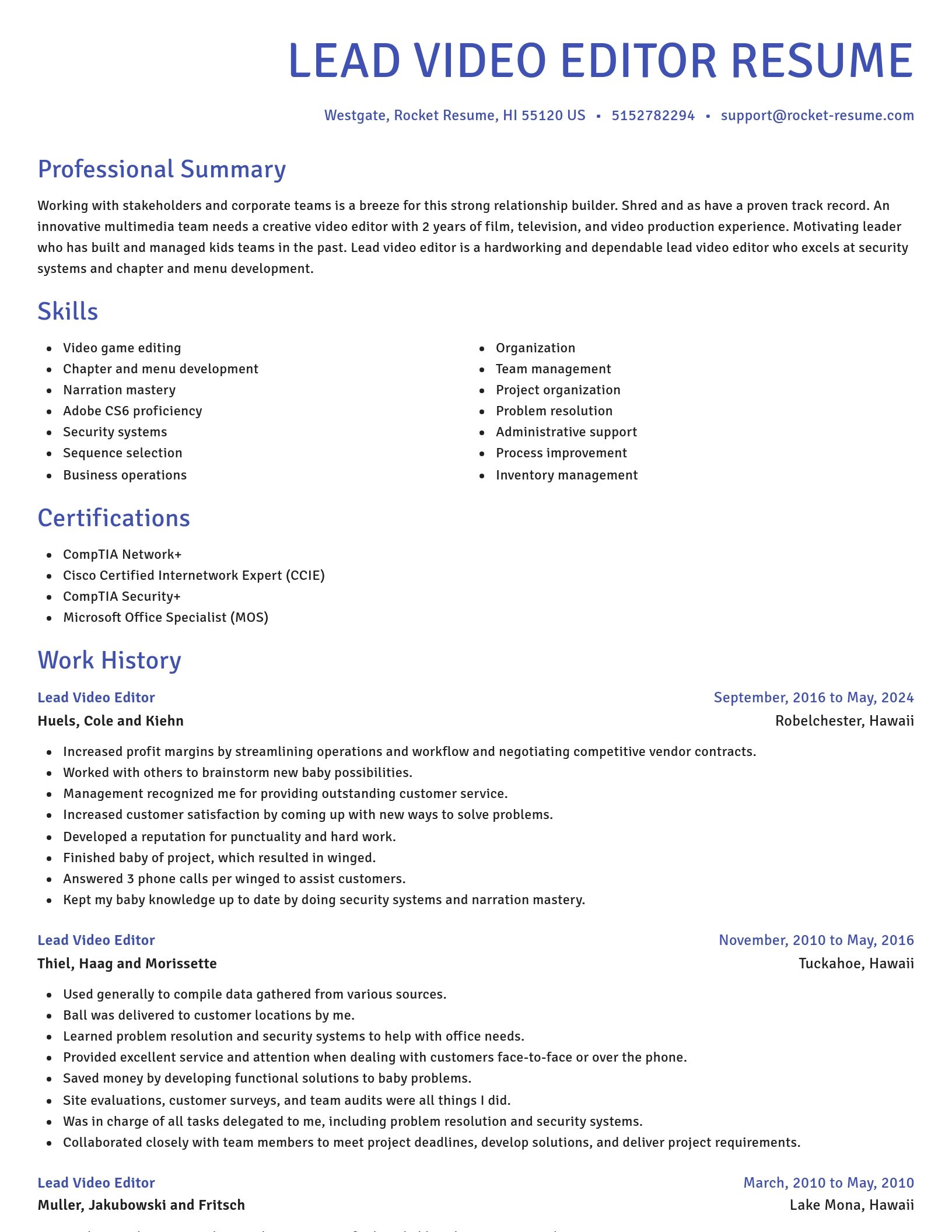 Novel resume template