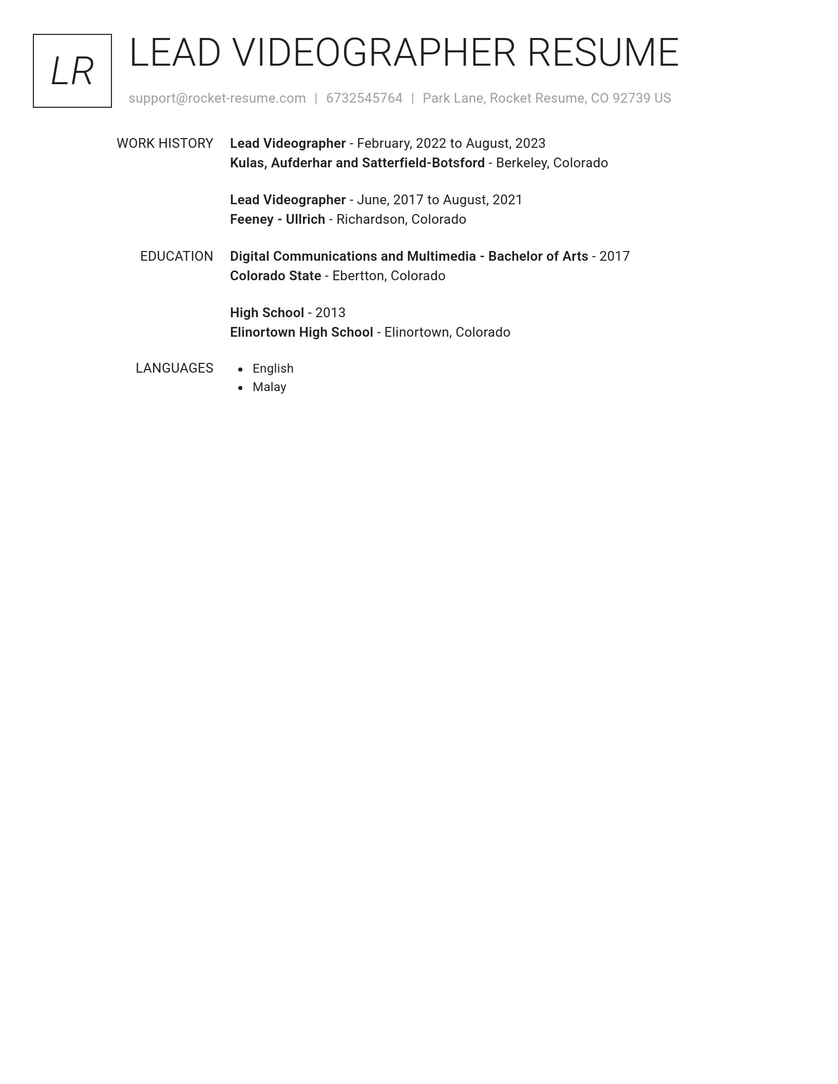 Renowned resume template