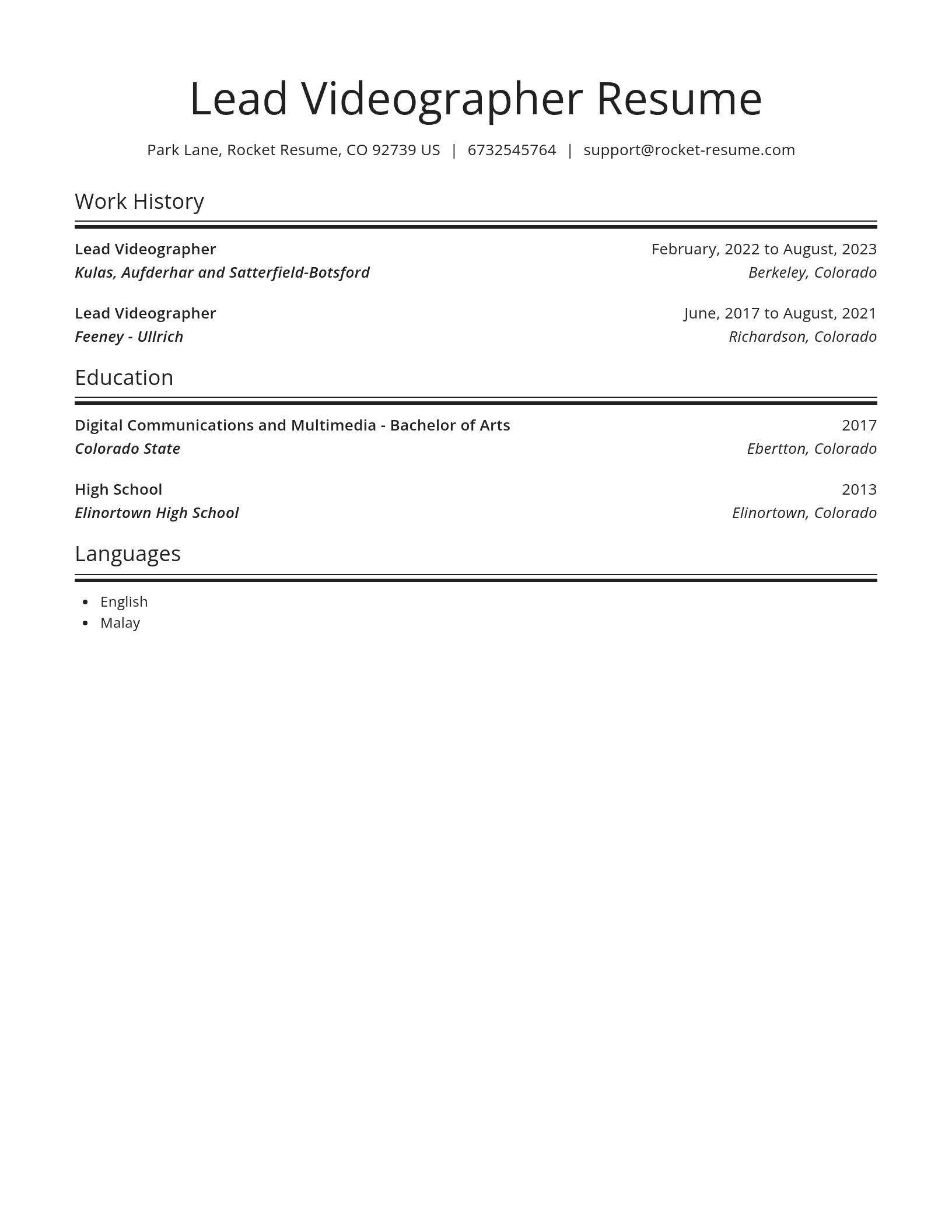 Spotlight resume template