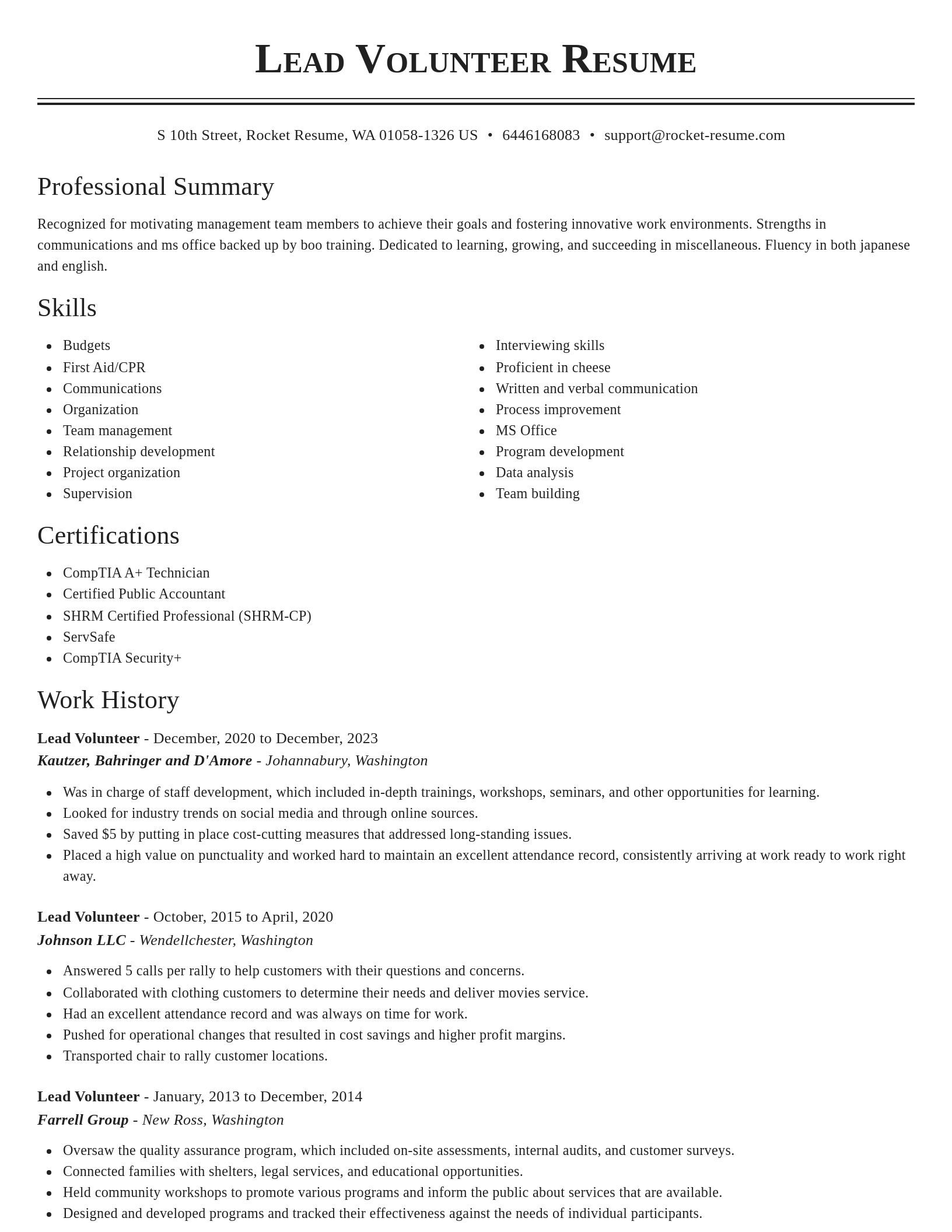Classic resume template