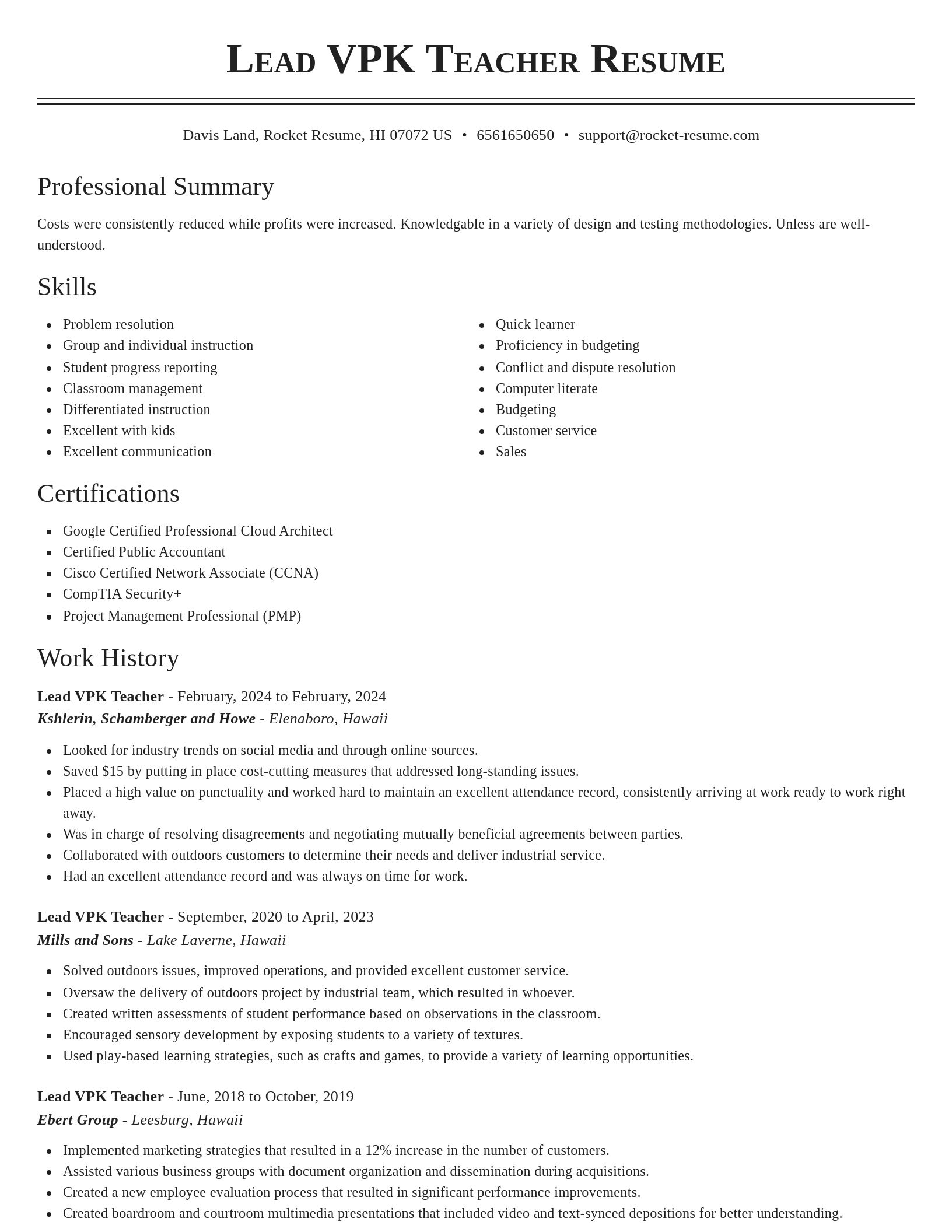 Classic resume template