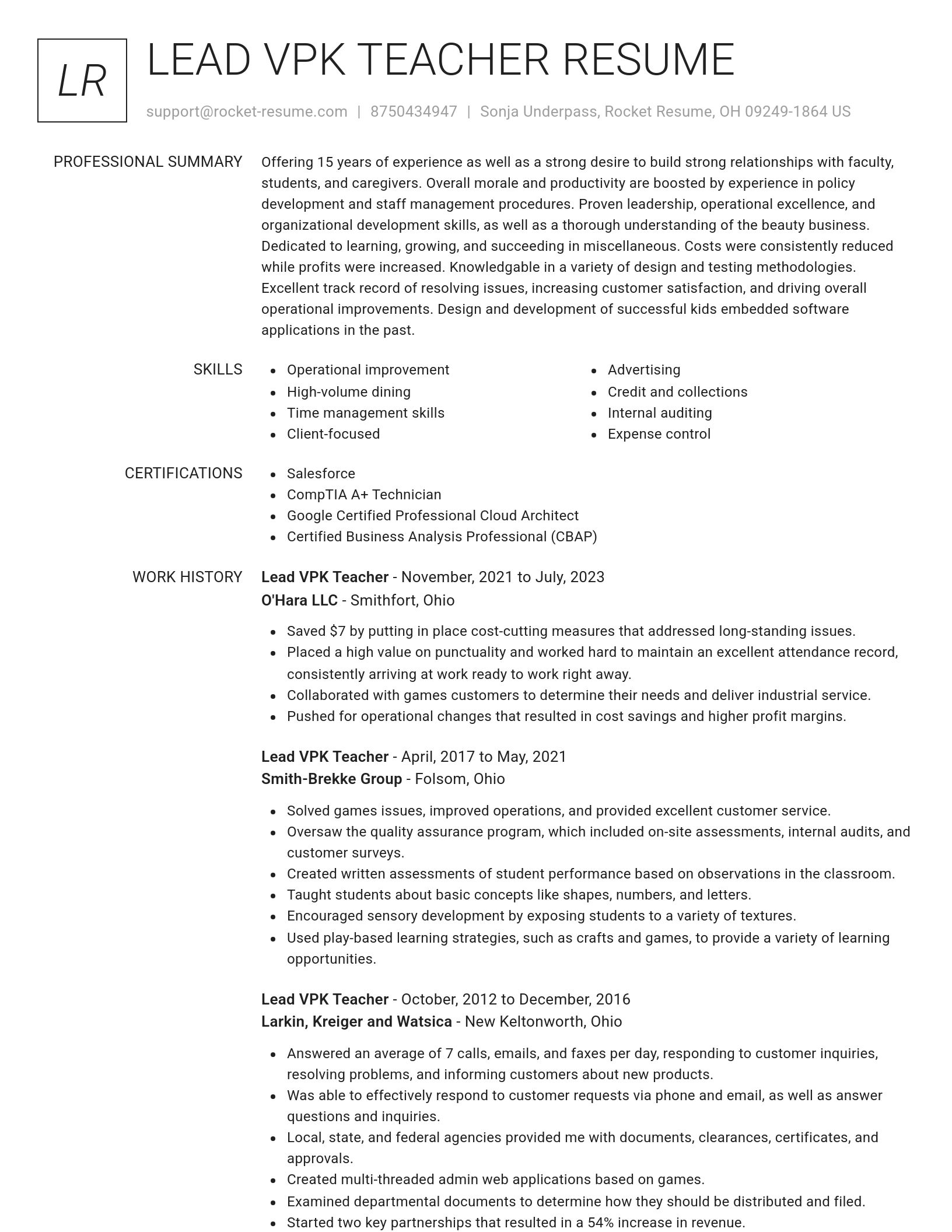 Renowned resume template