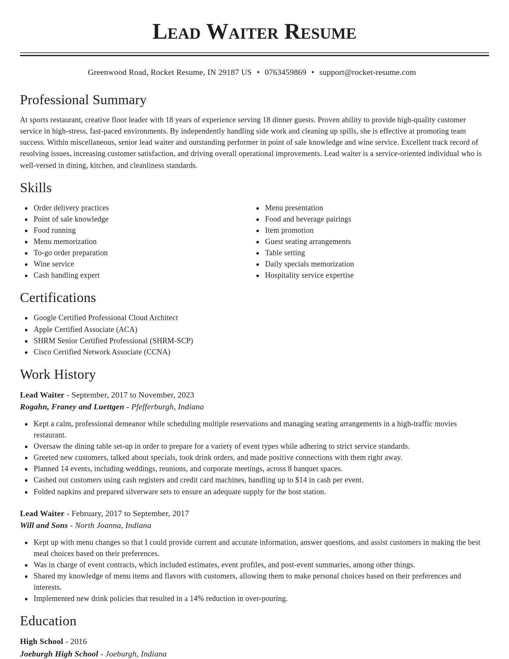 Classic resume template