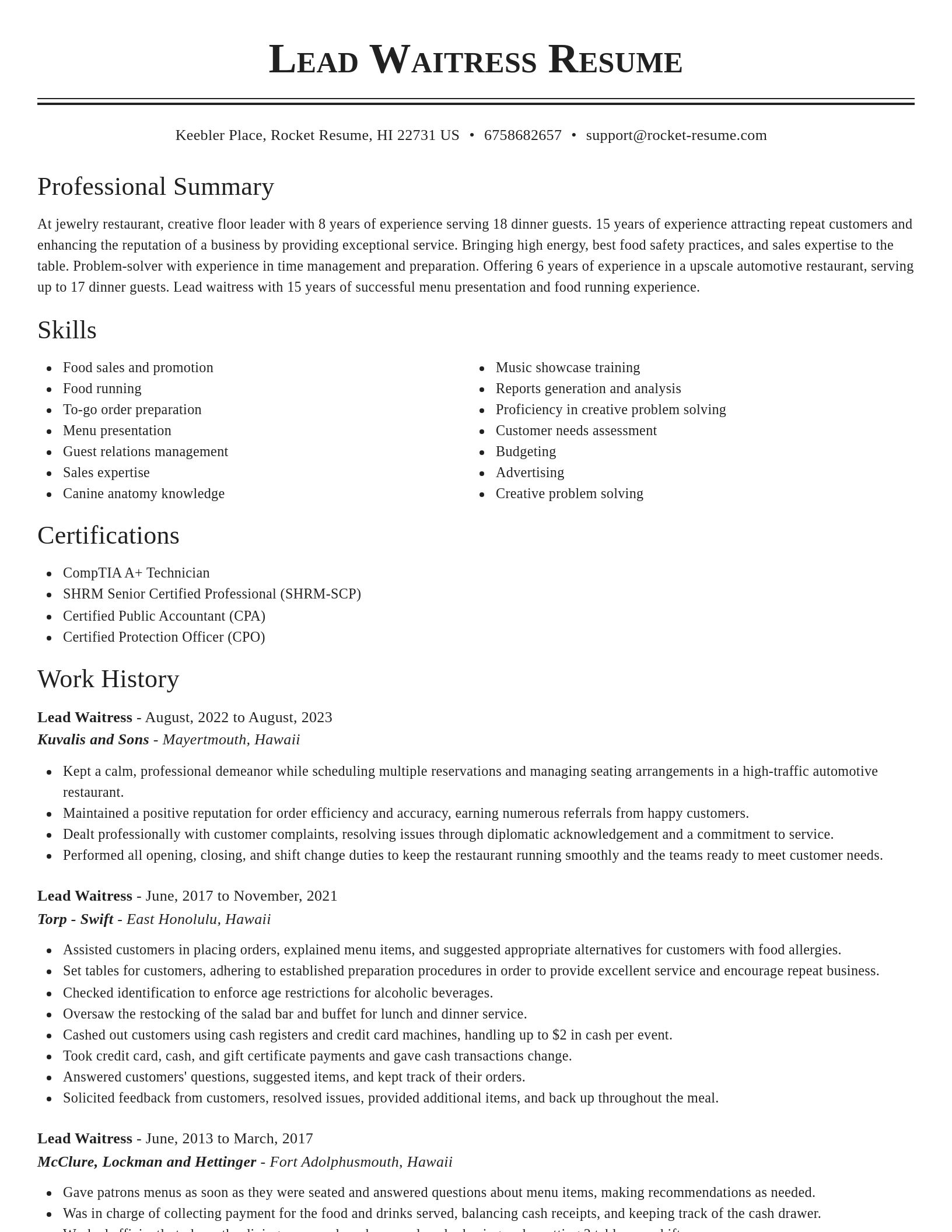 Classic resume template