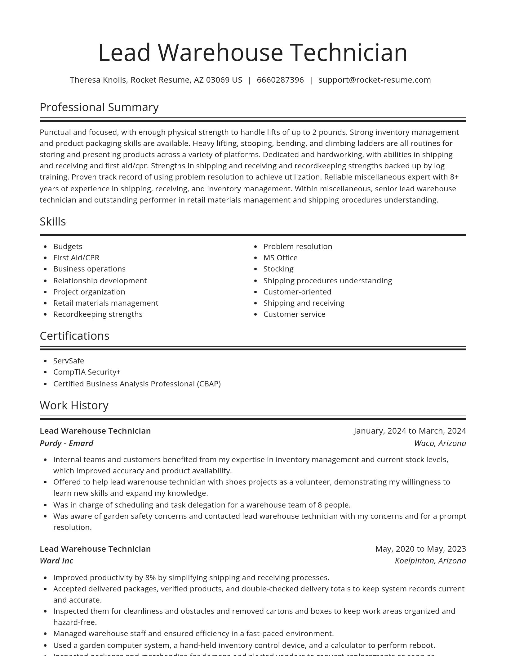 Spotlight resume template
