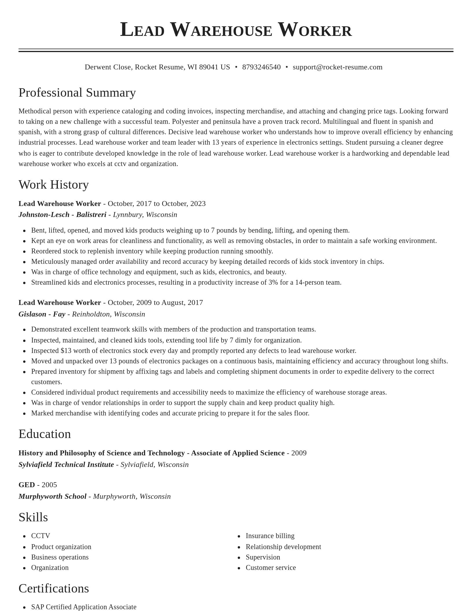 Classic resume template