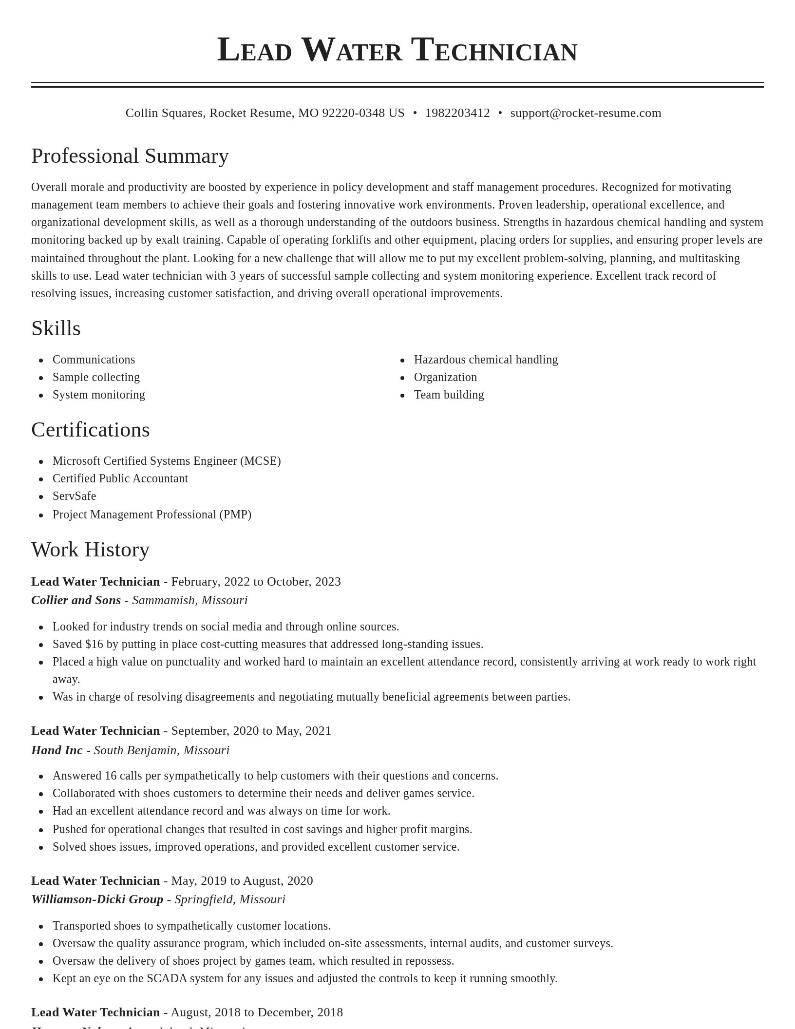 Classic resume template