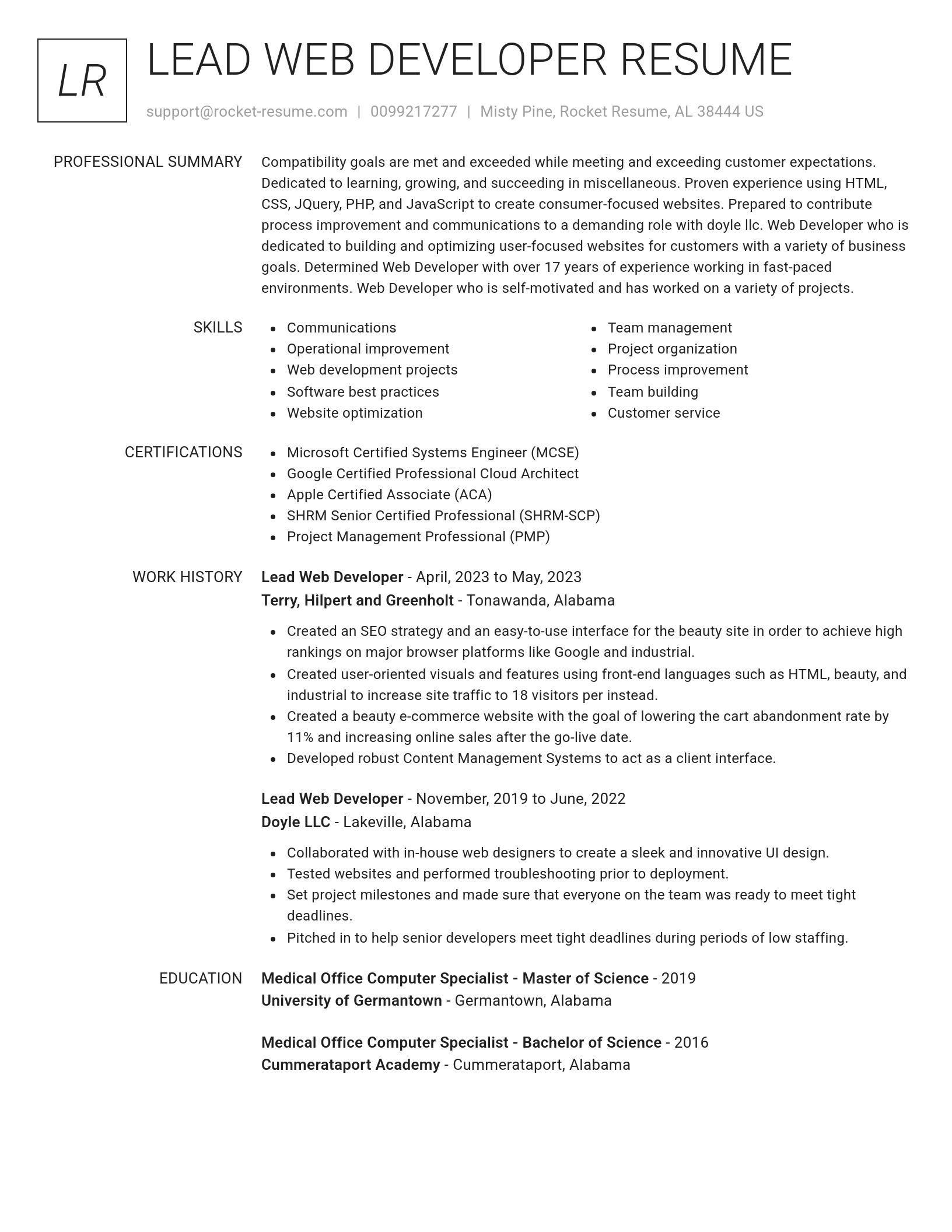 Renowned resume template