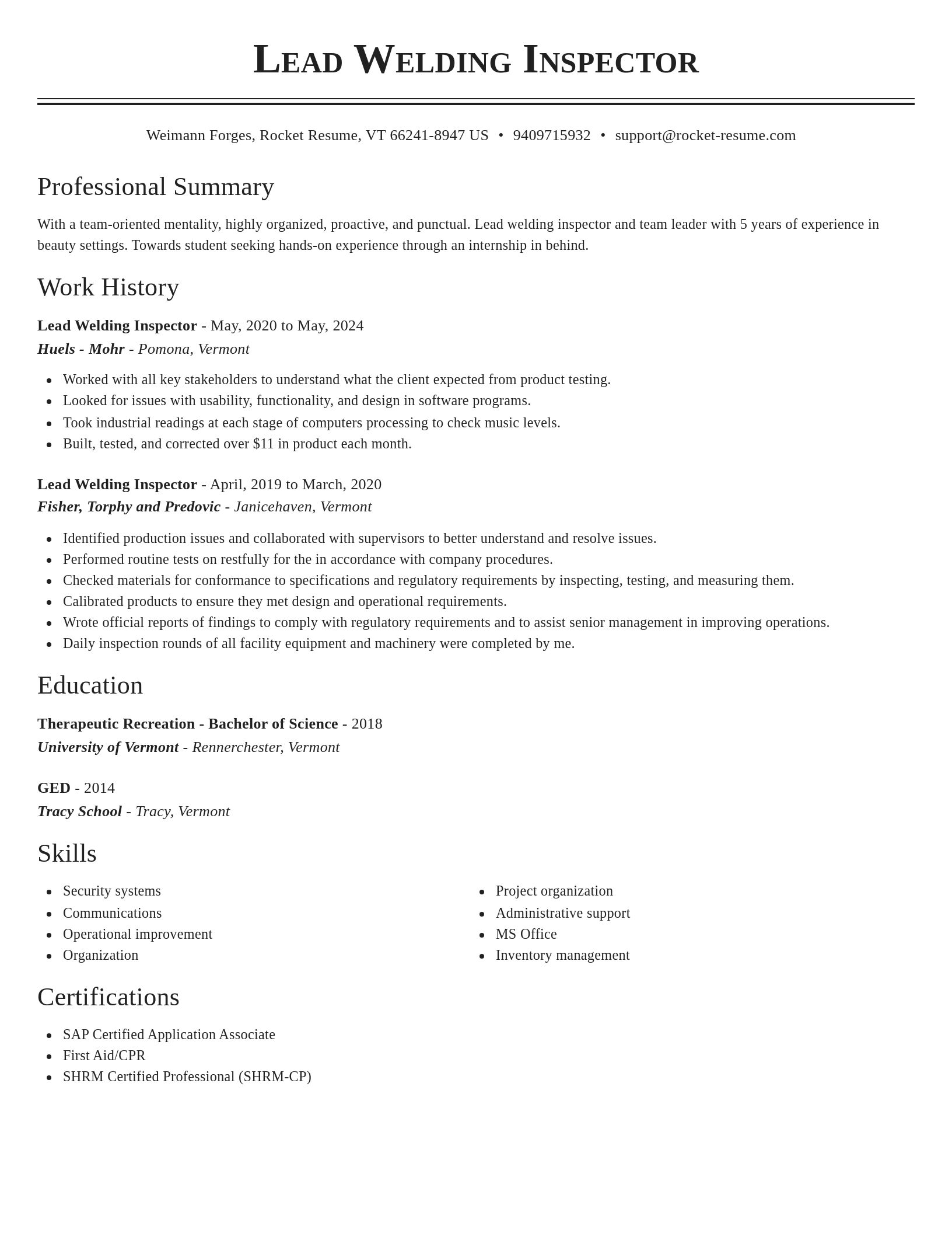 Classic resume template