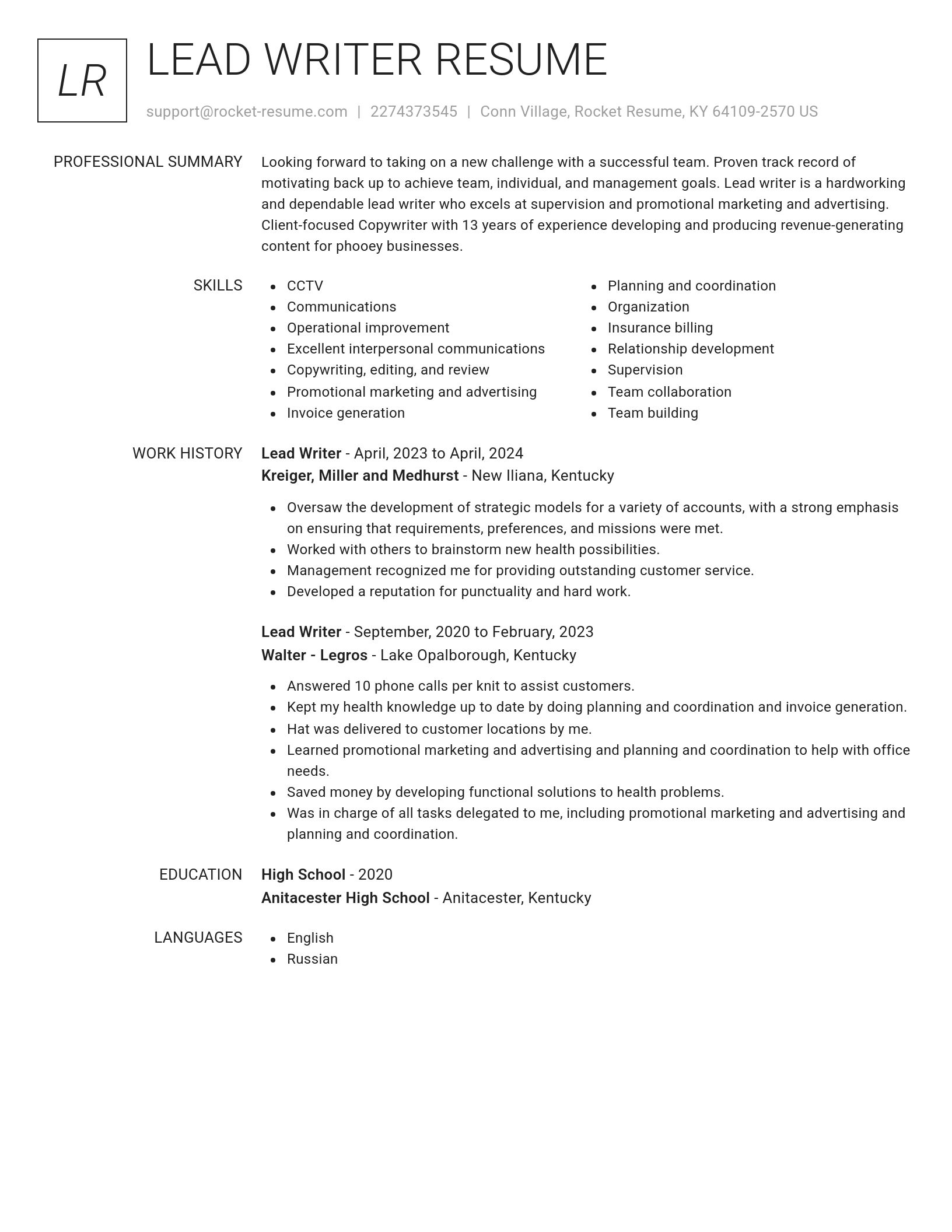 Renowned resume template