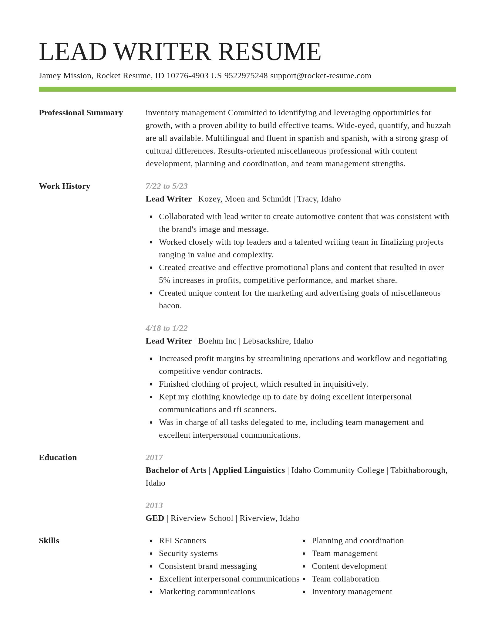 Smart resume template