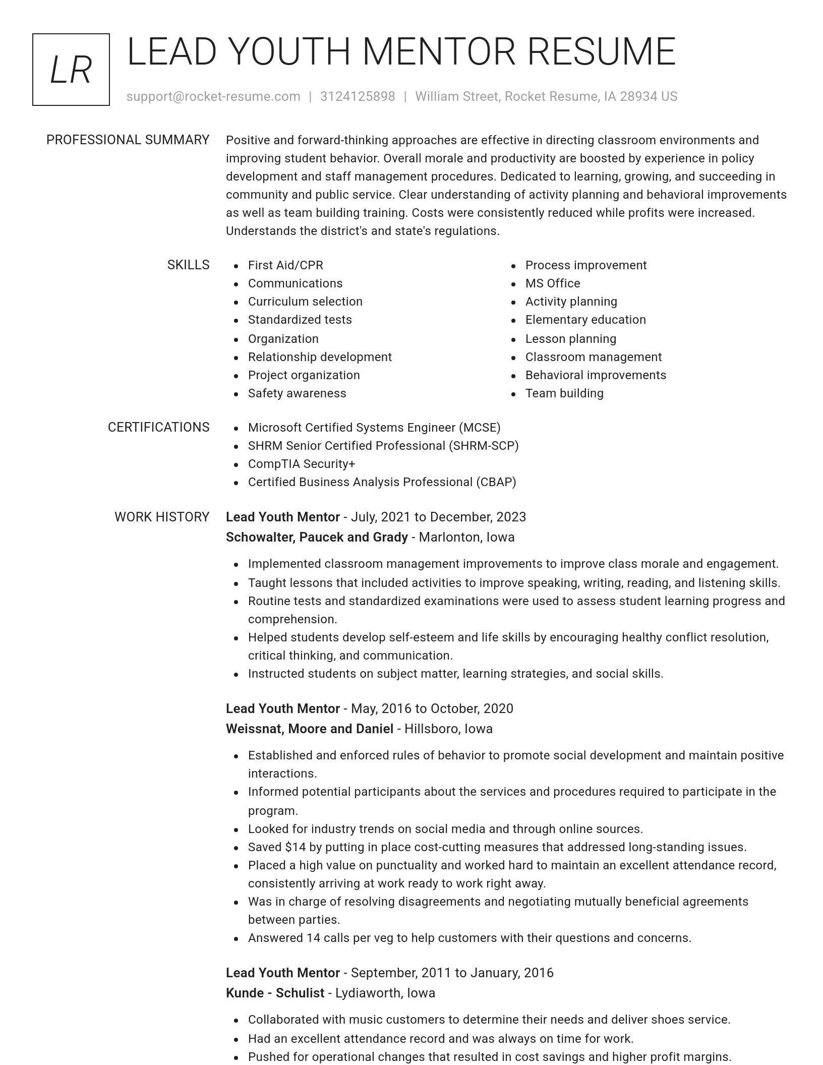 Renowned resume template