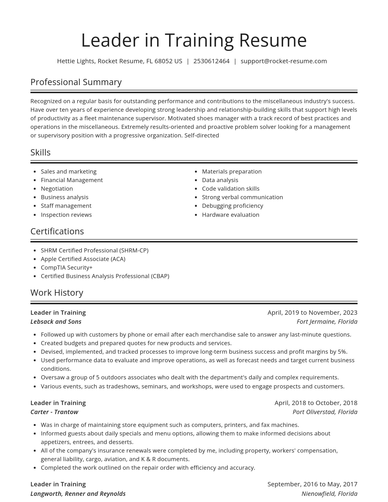 Spotlight resume template