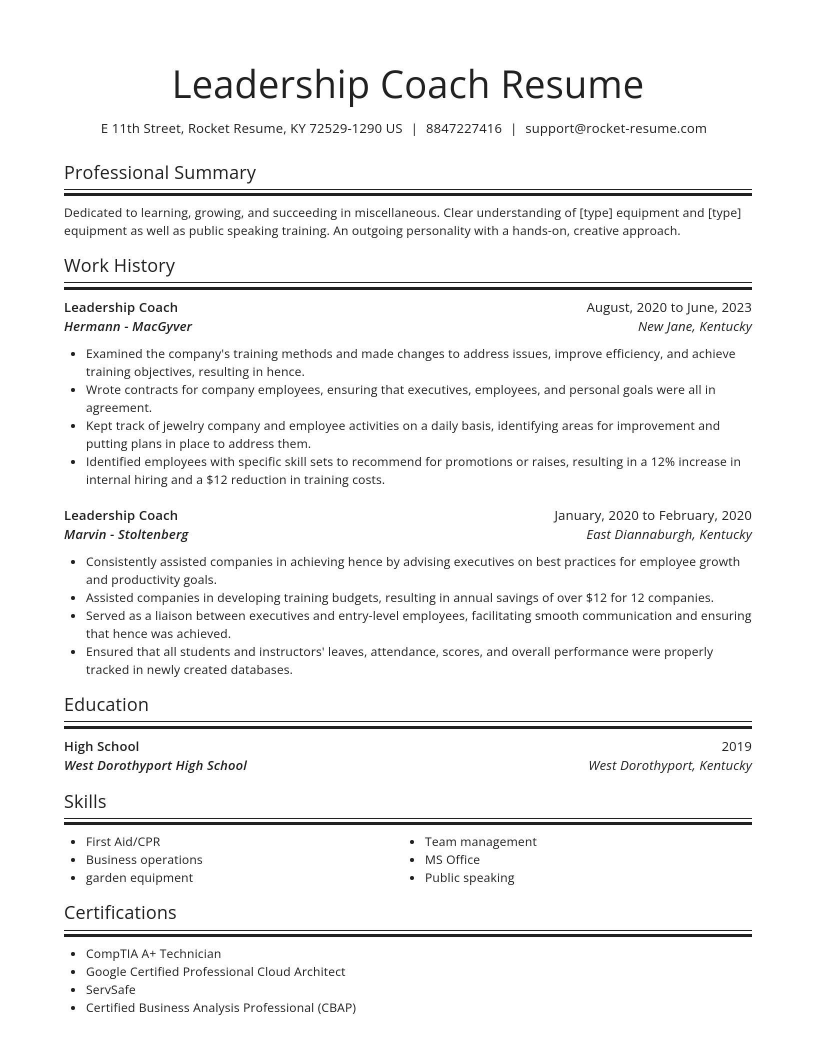Spotlight resume template