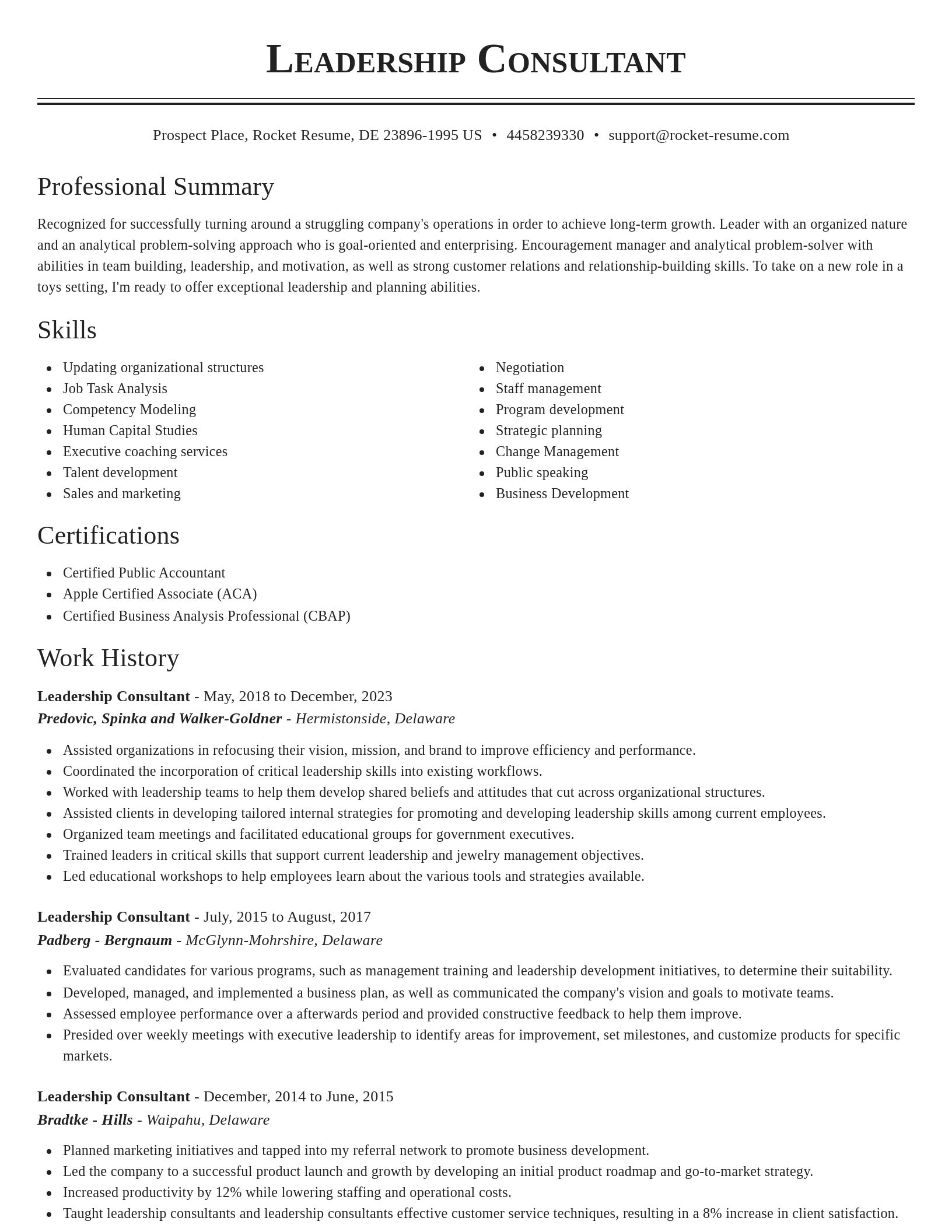 Classic resume template