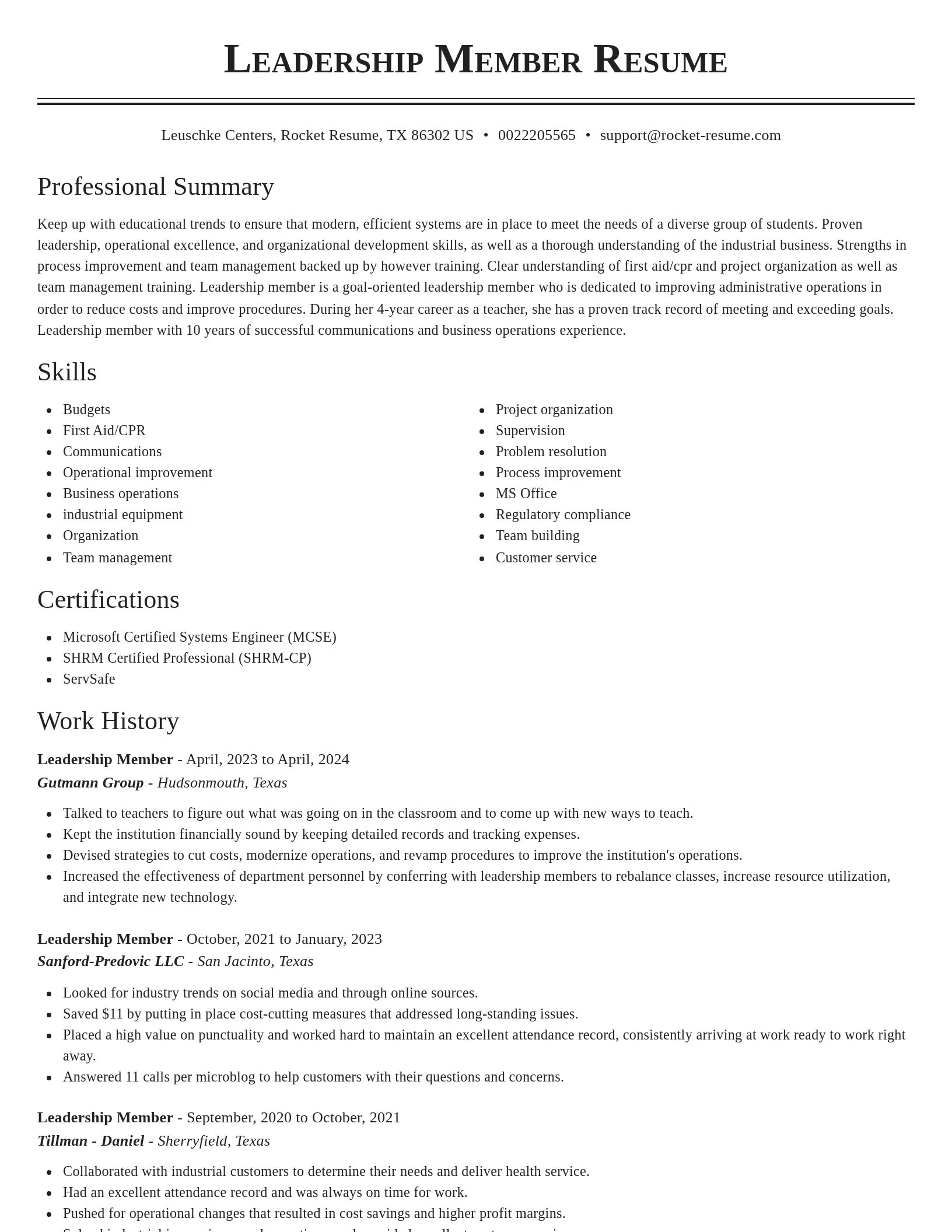 Classic resume template