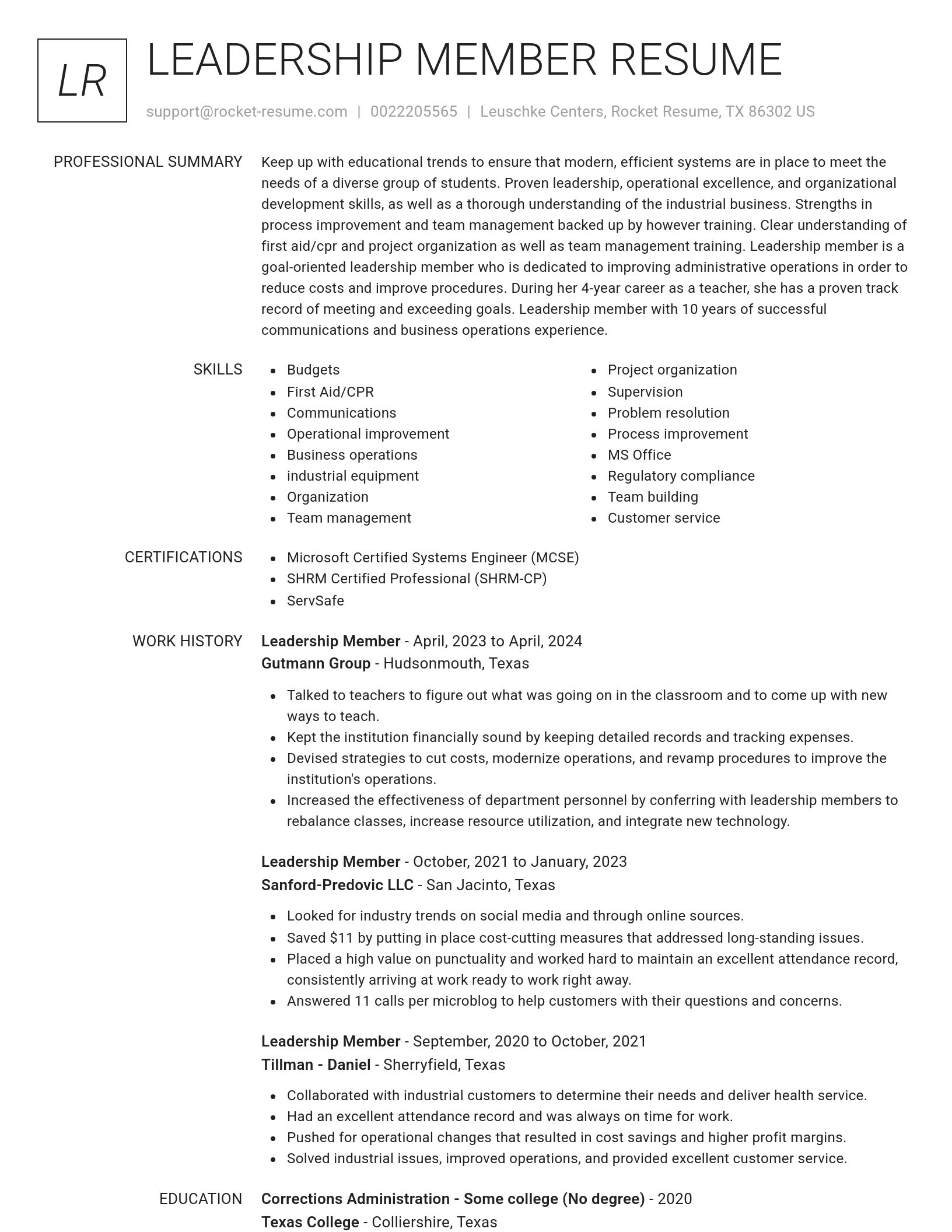 Renowned resume template