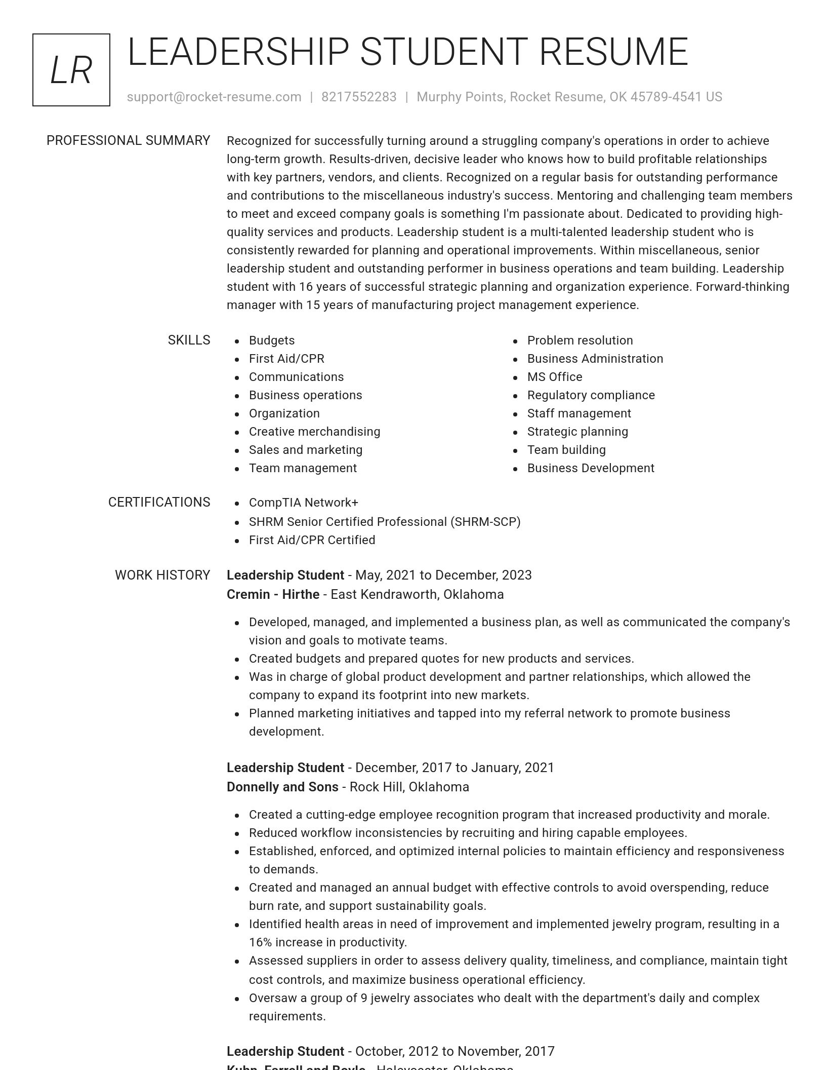 Renowned resume template