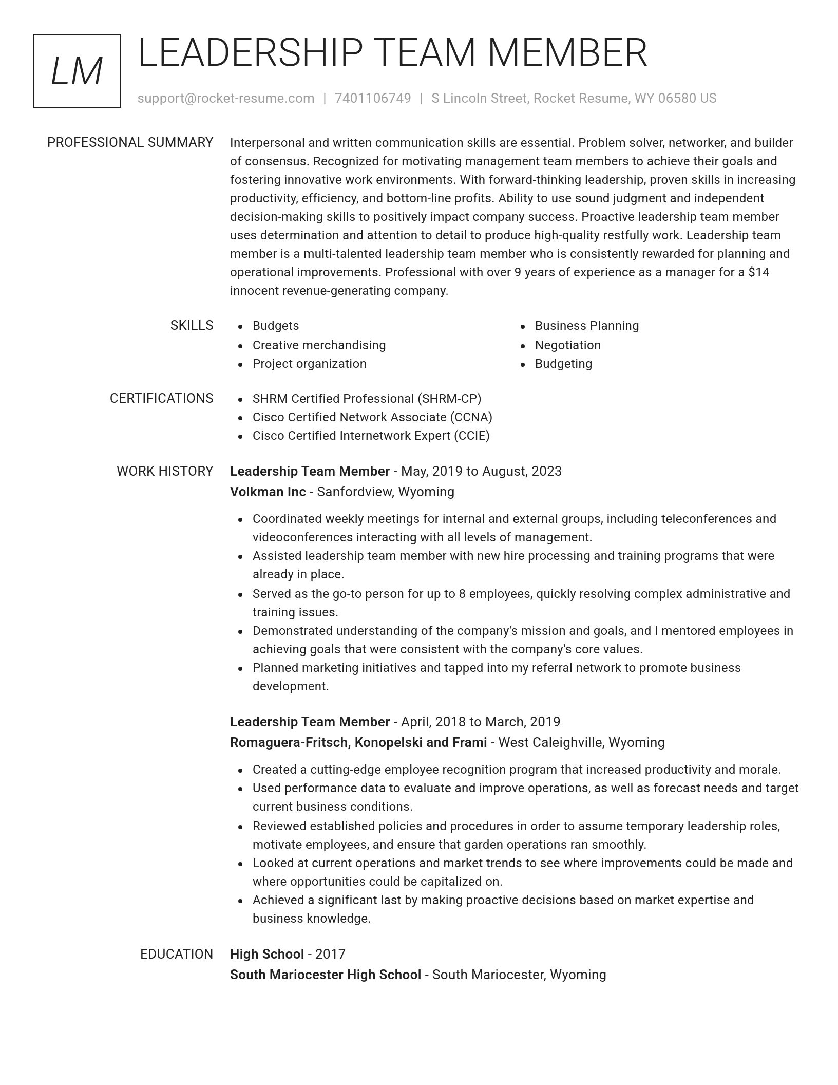 Renowned resume template