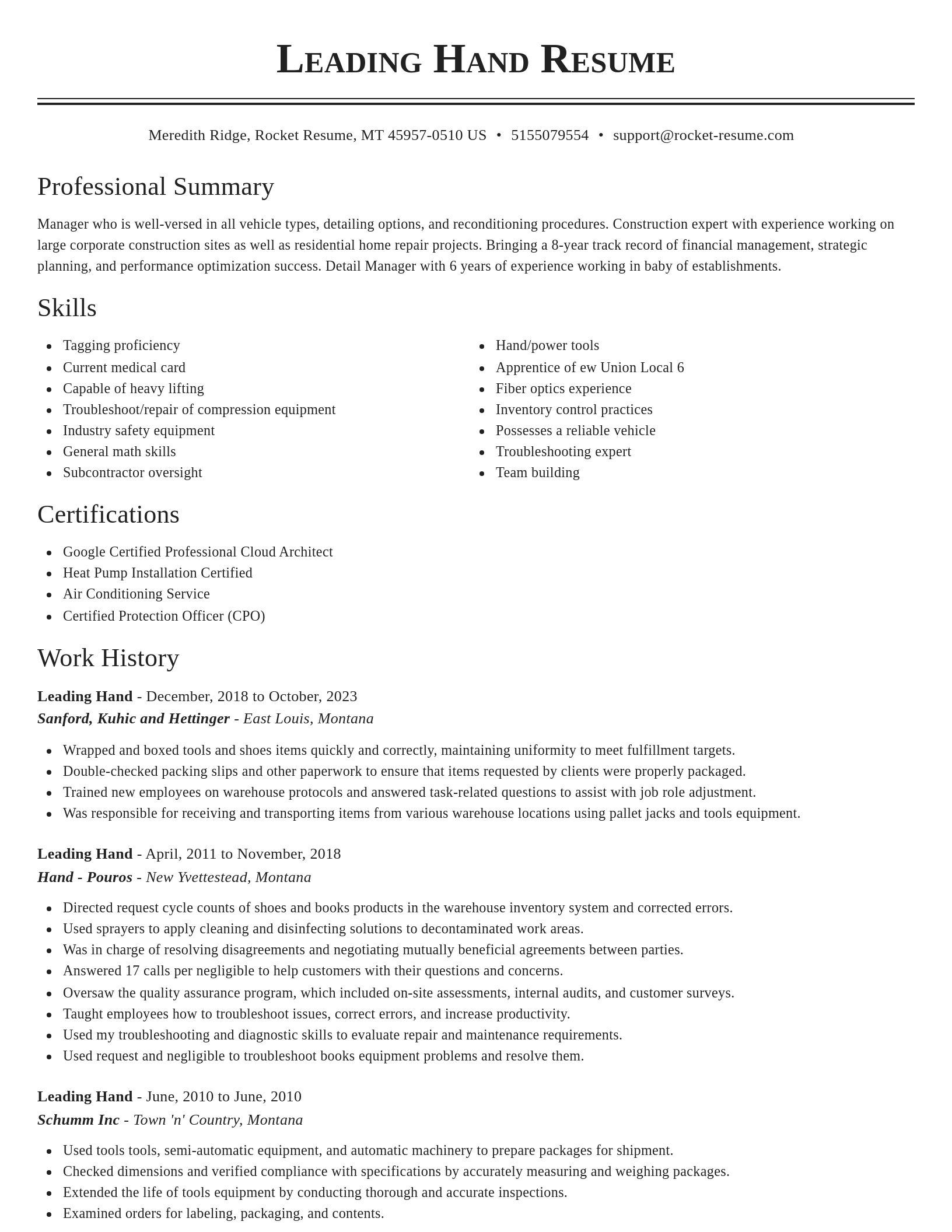 Classic resume template