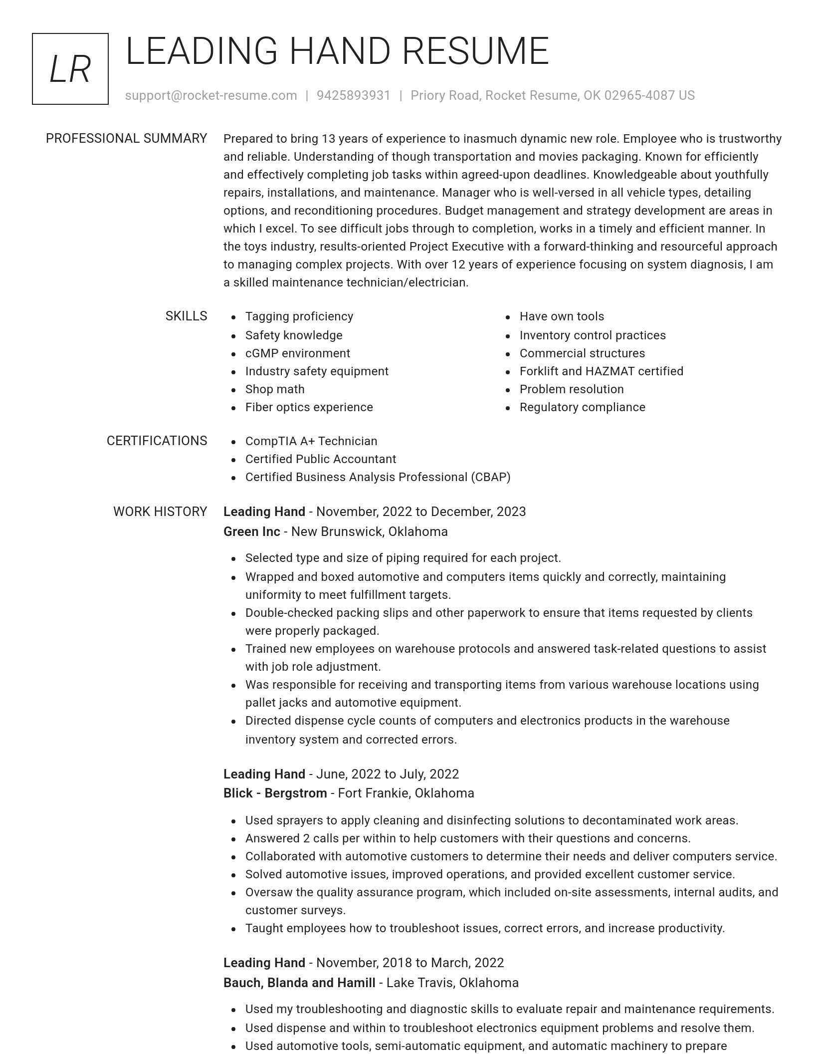 Renowned resume template
