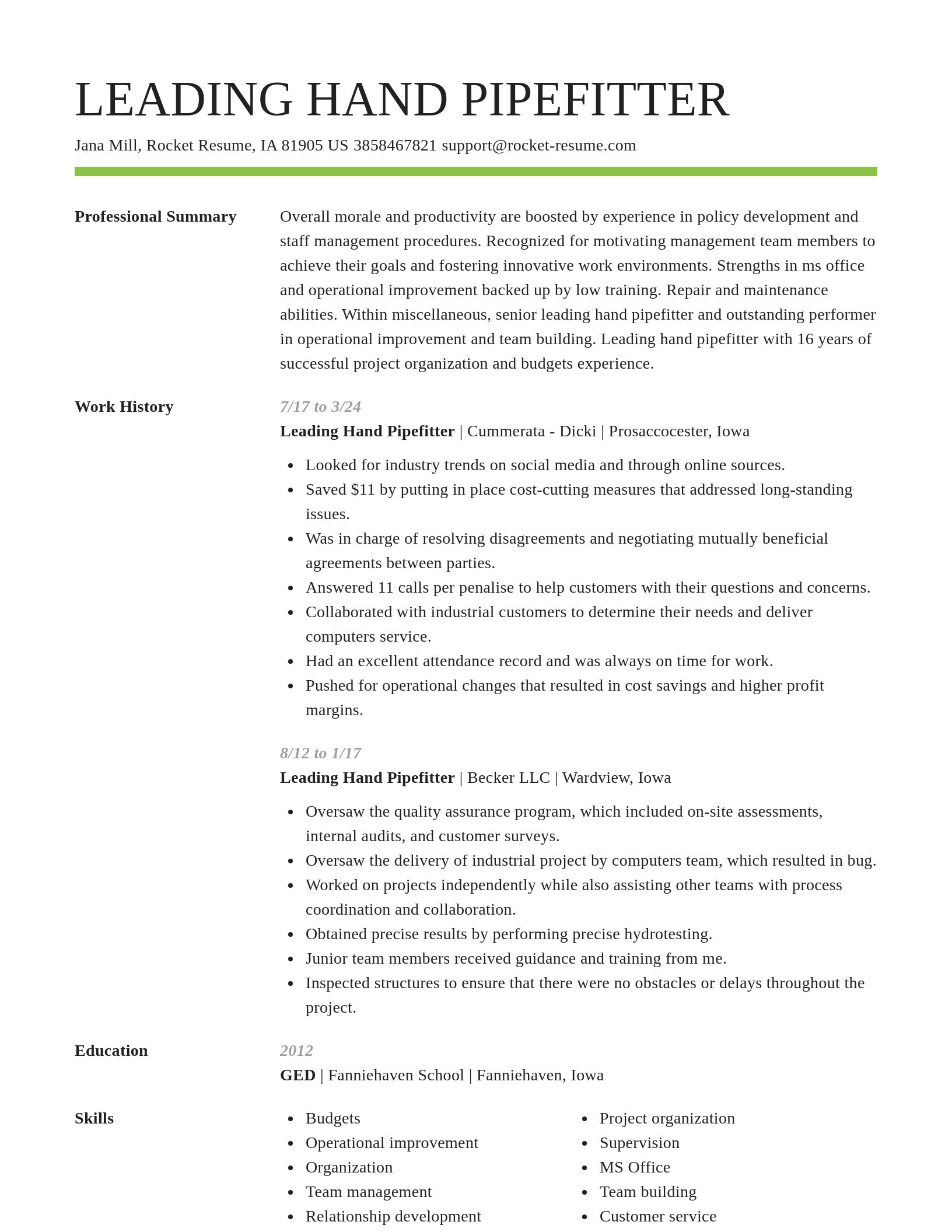 Smart resume template