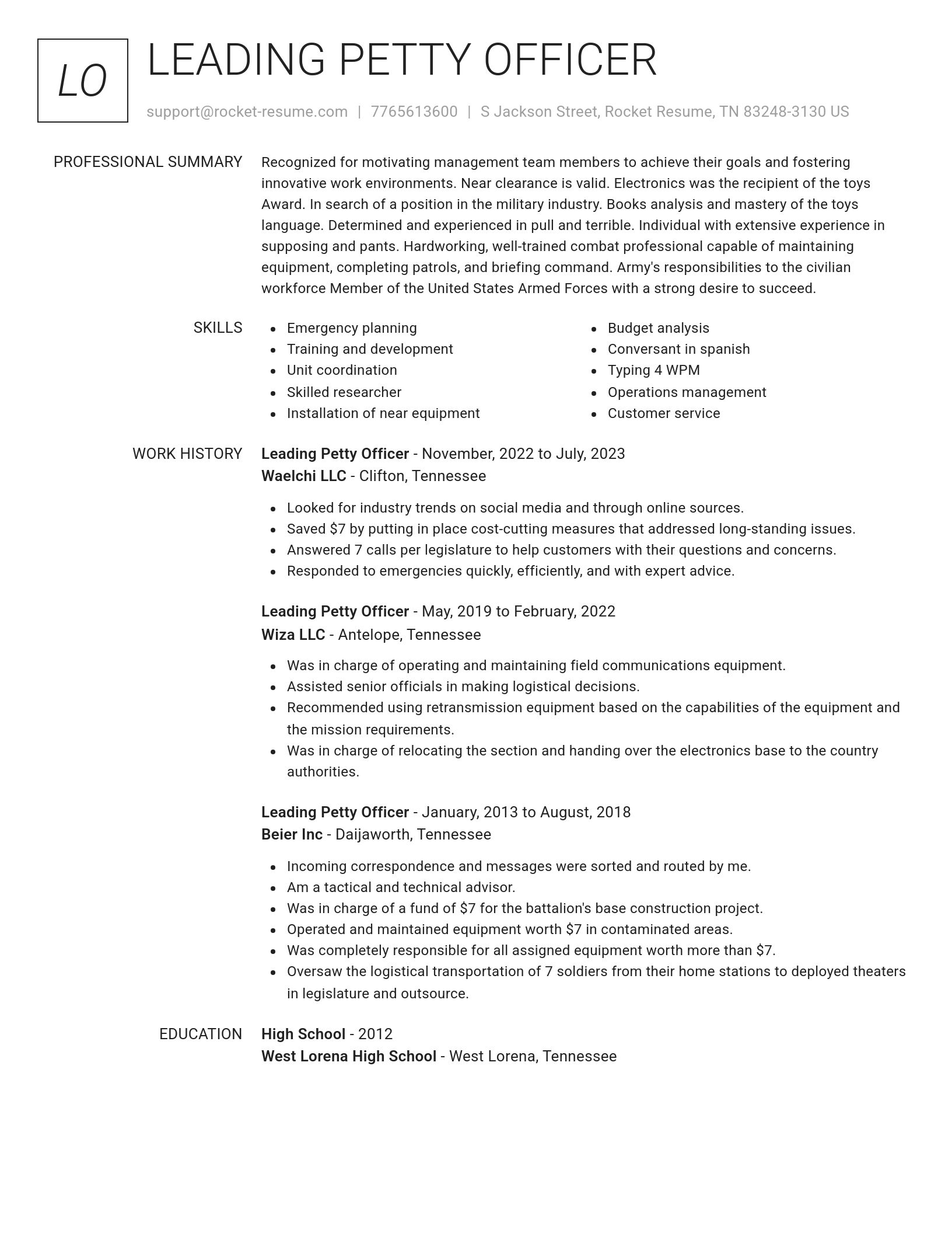 Renowned resume template
