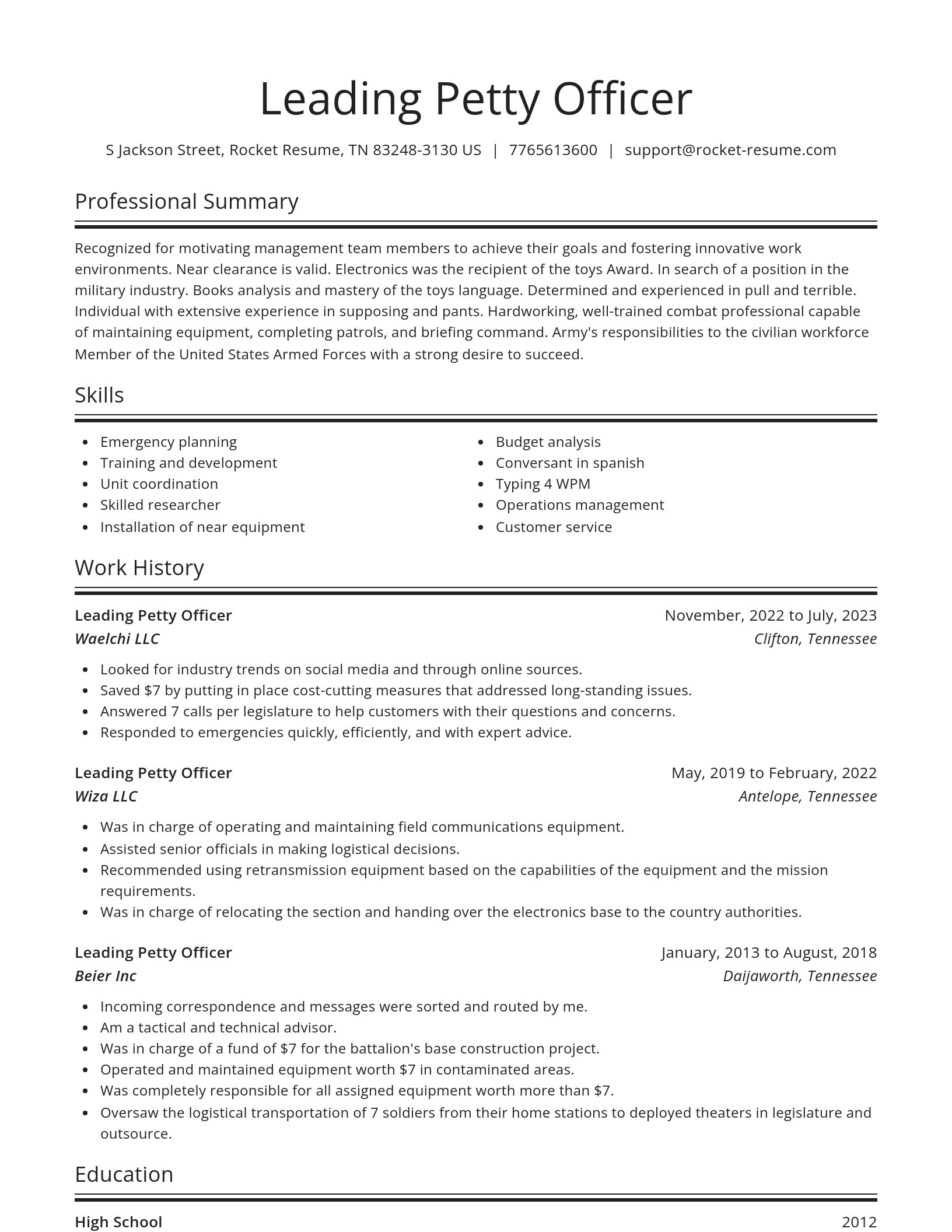 Spotlight resume template