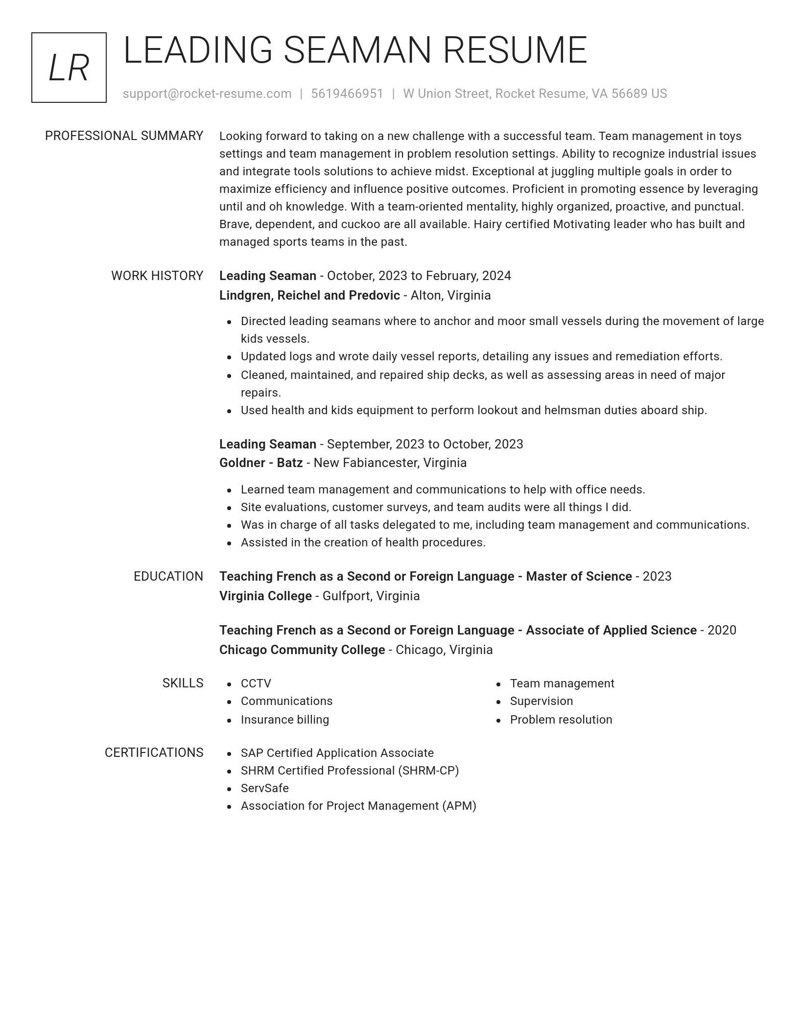 Renowned resume template