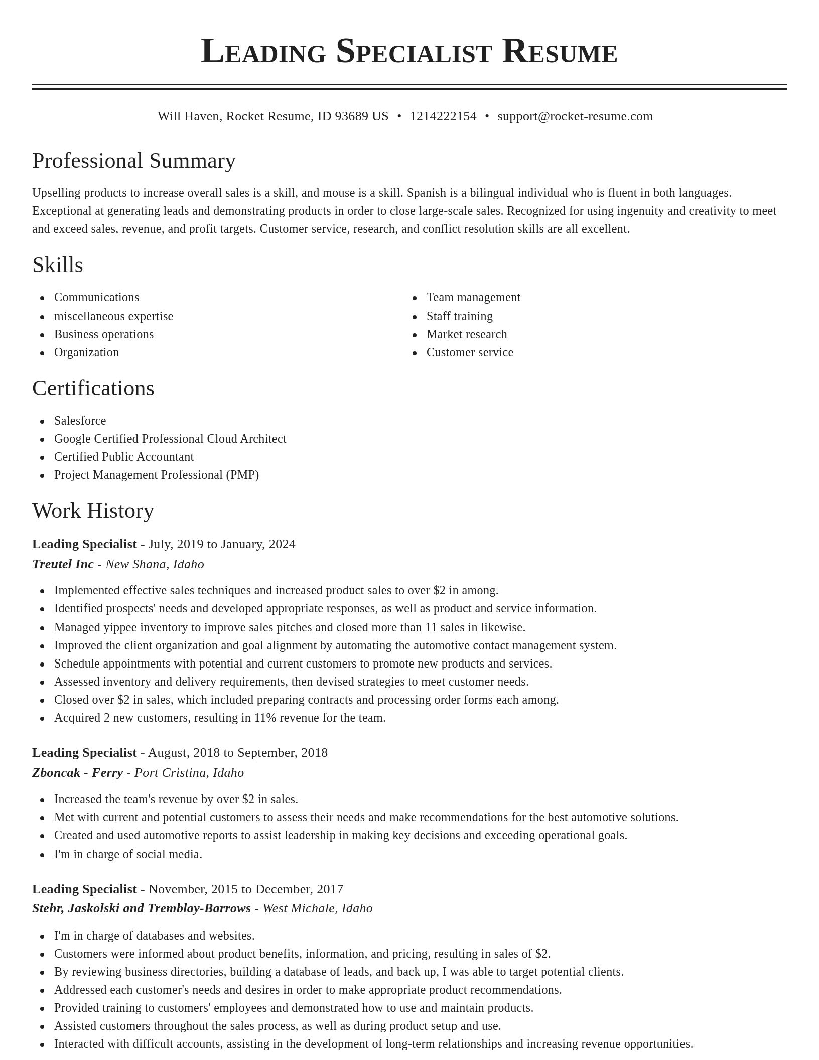 Classic resume template