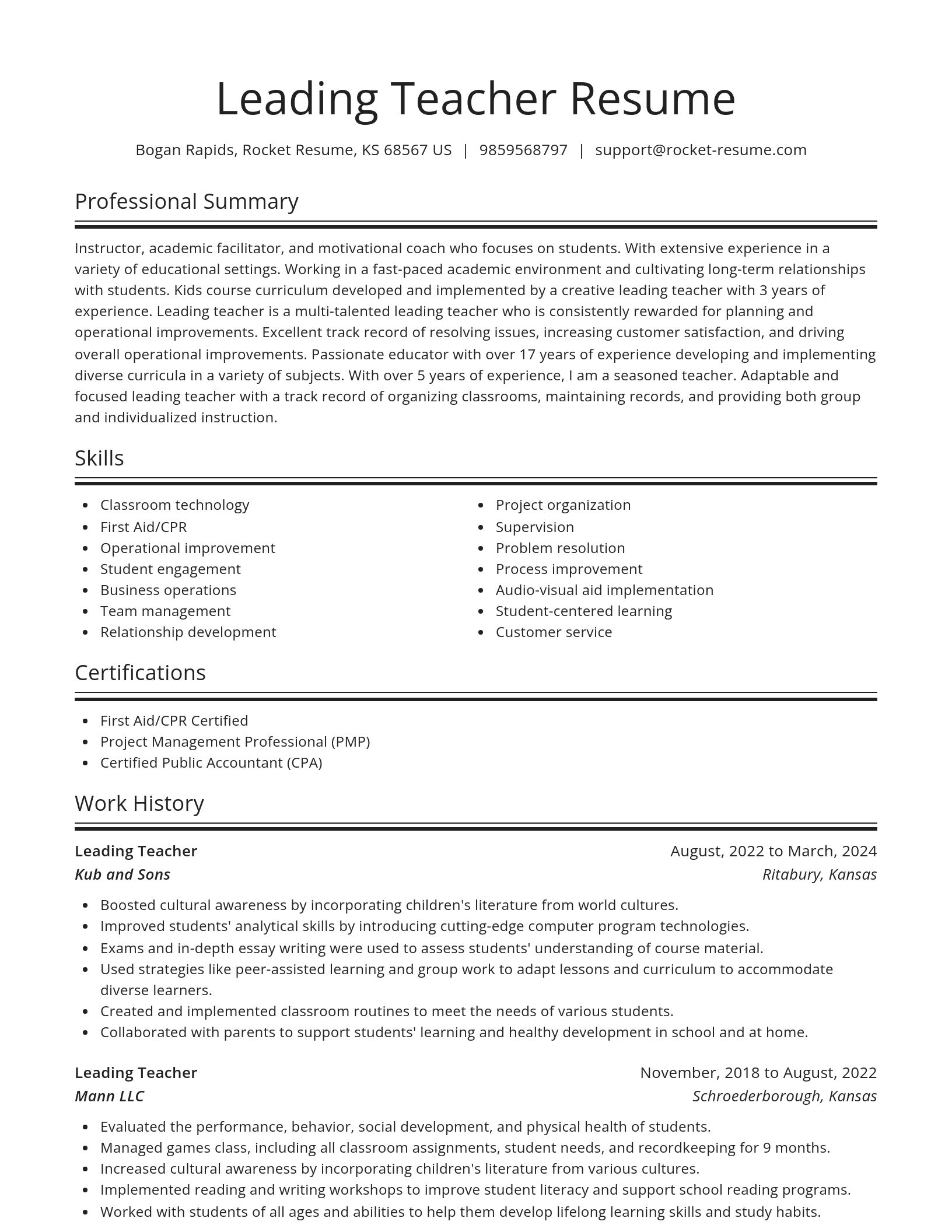 Spotlight resume template