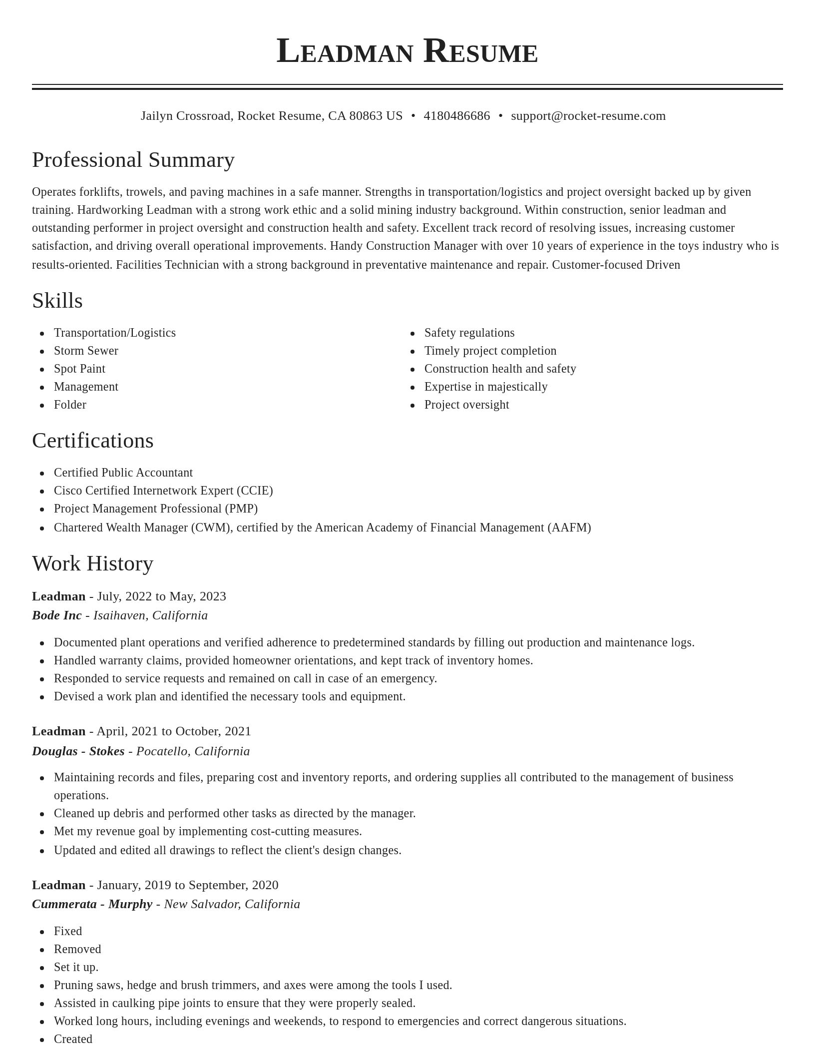 Classic resume template