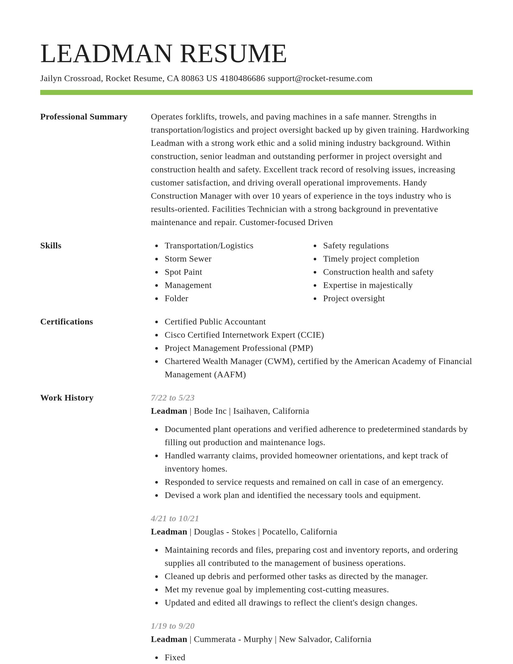 Smart resume template