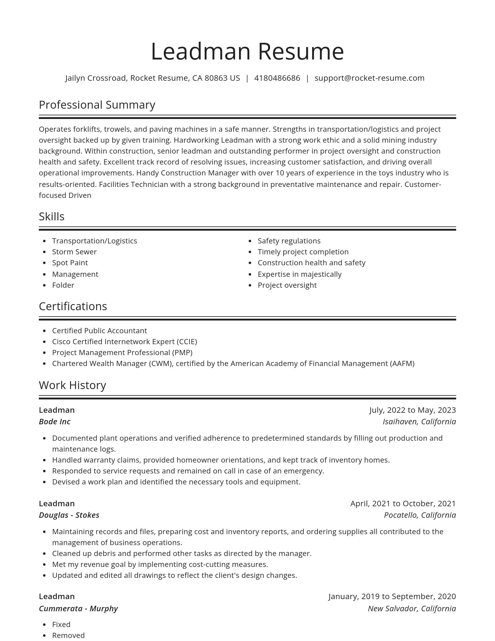 Spotlight resume template