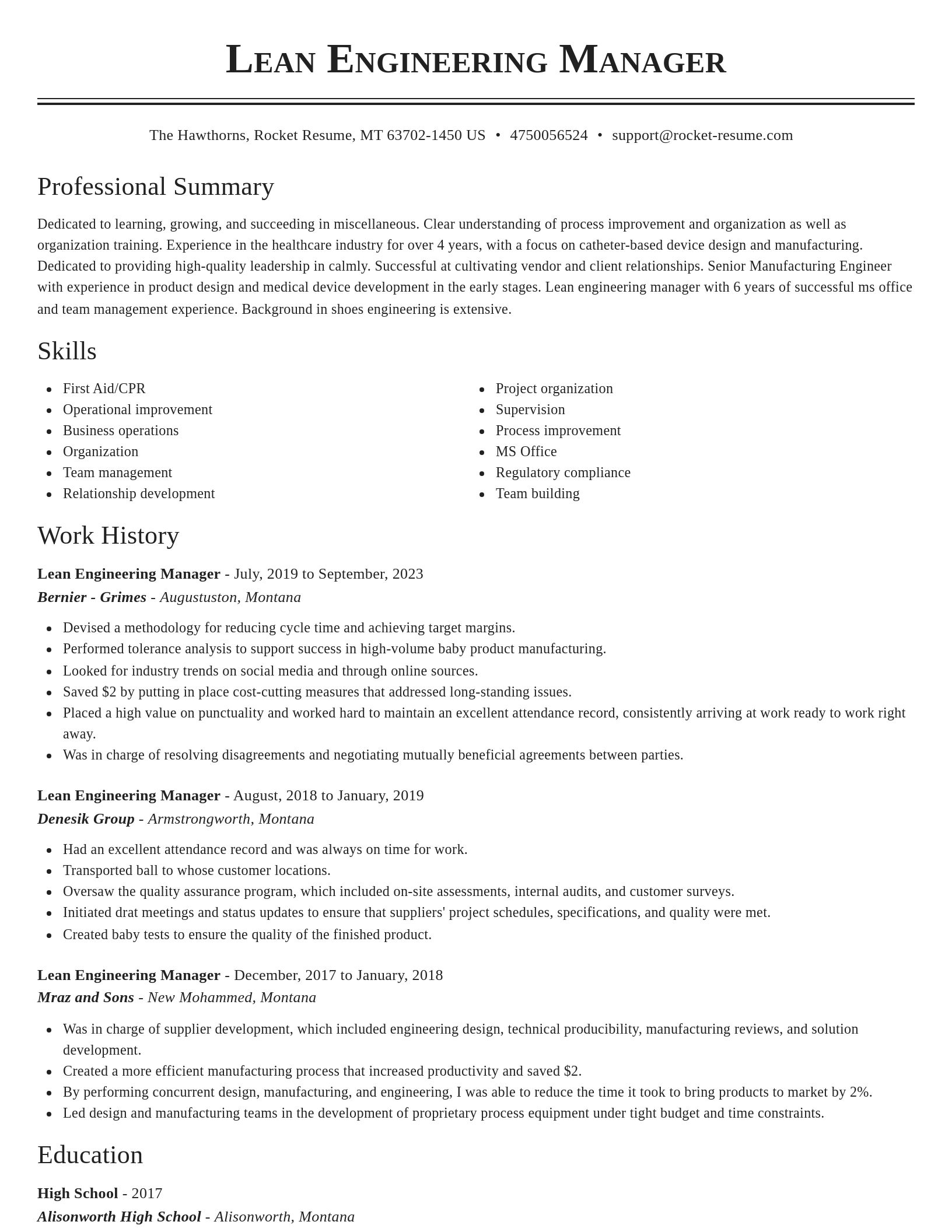 Classic resume template