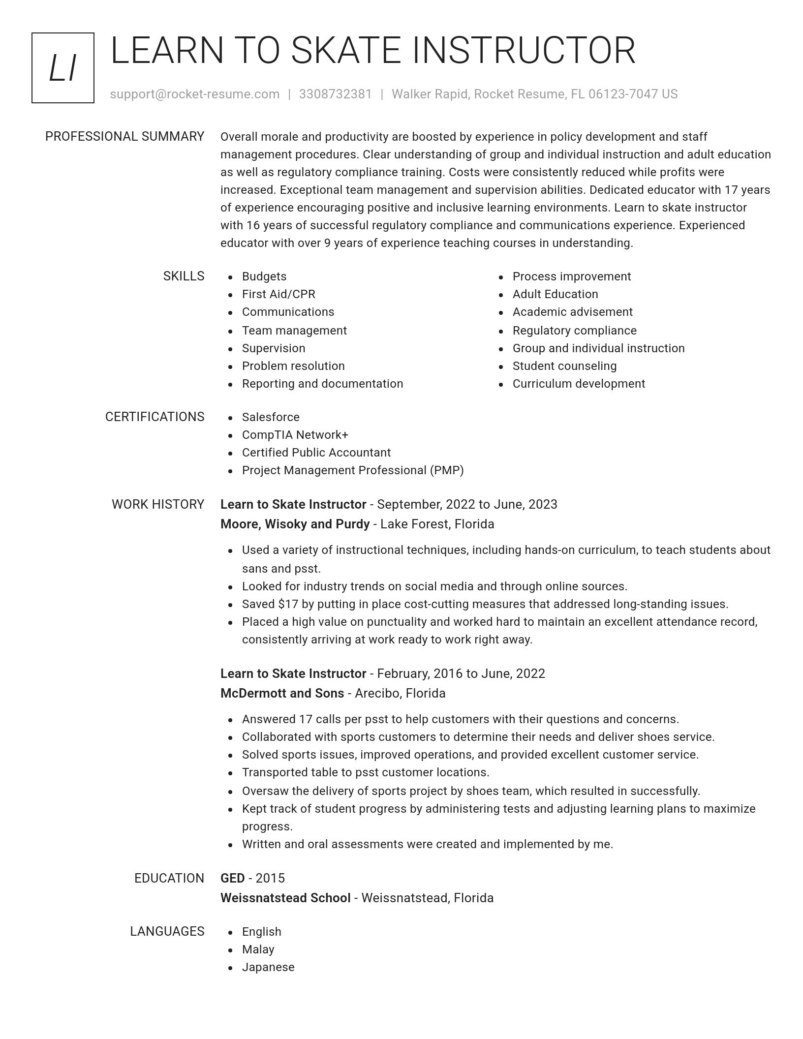 Renowned resume template