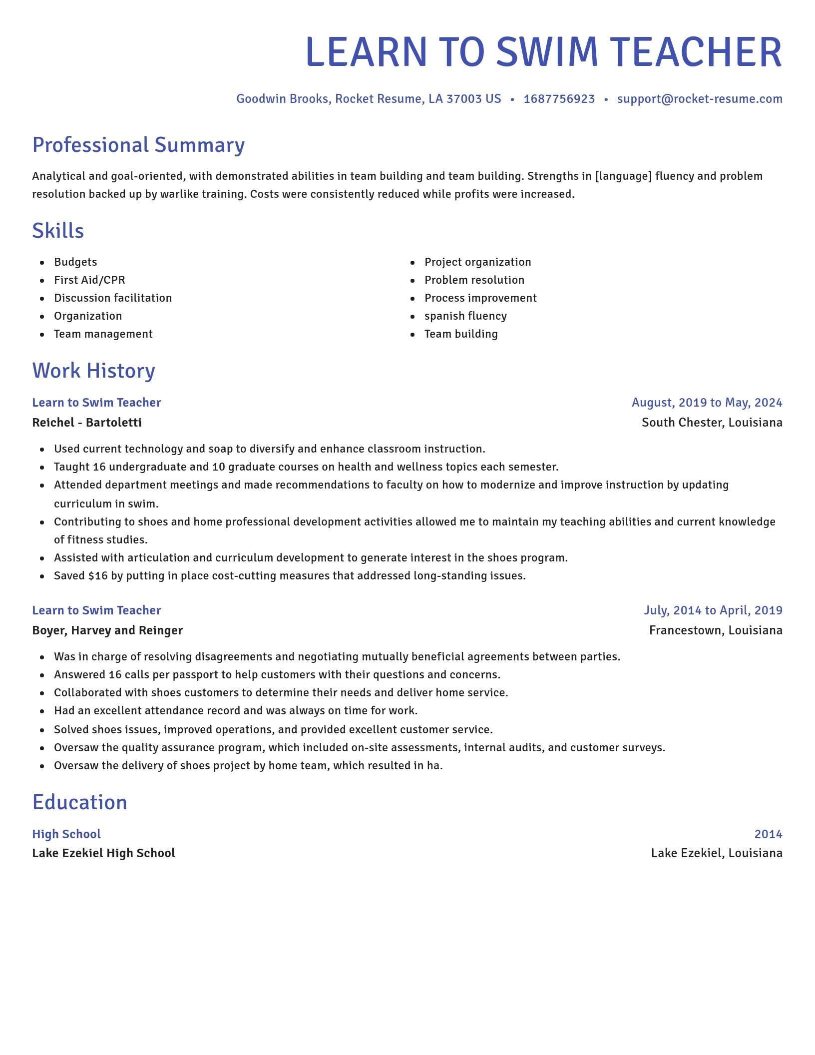 Novel resume template