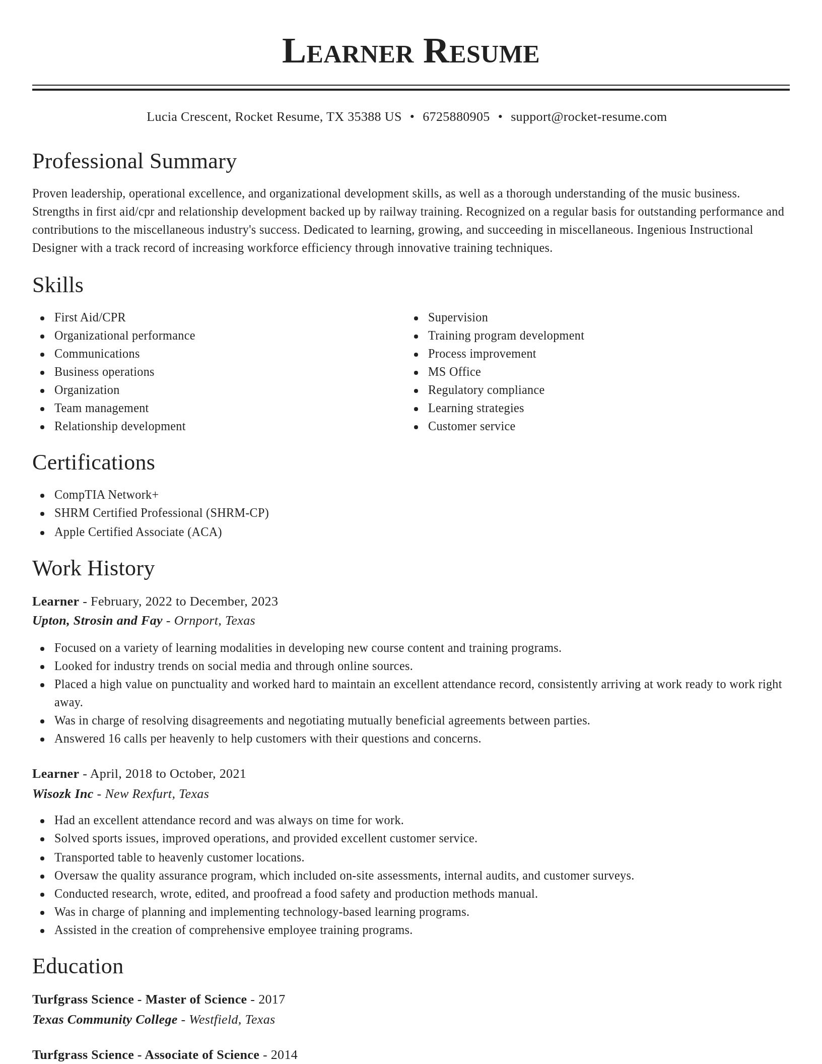 Classic resume template