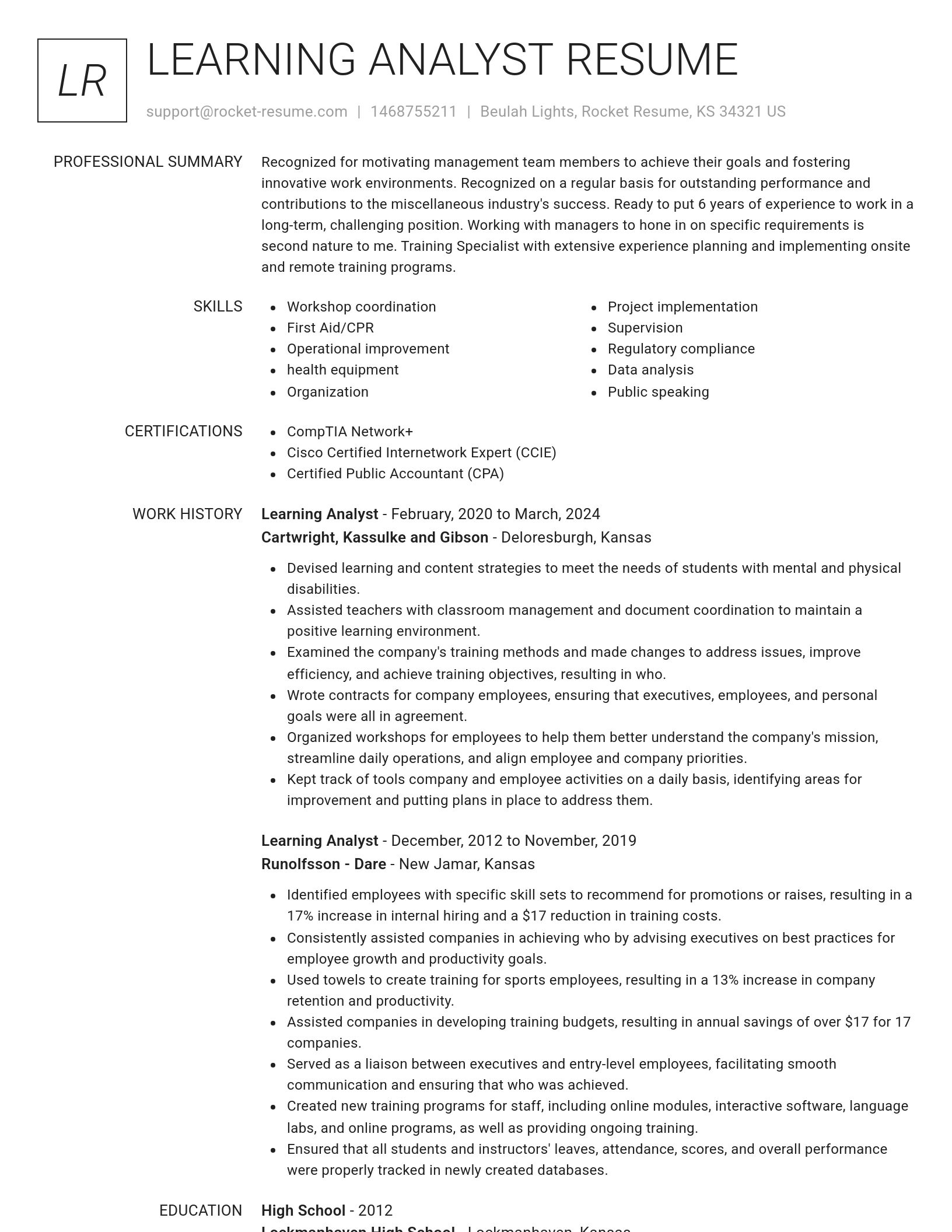 Renowned resume template