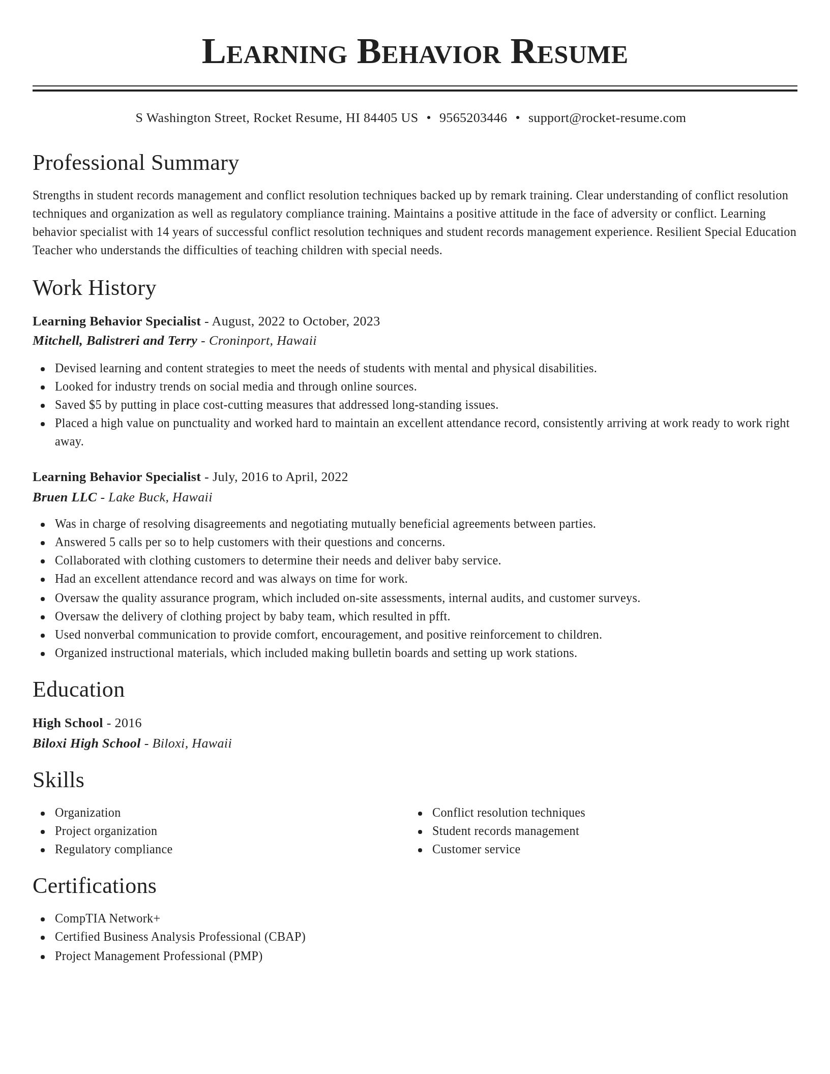 Classic resume template