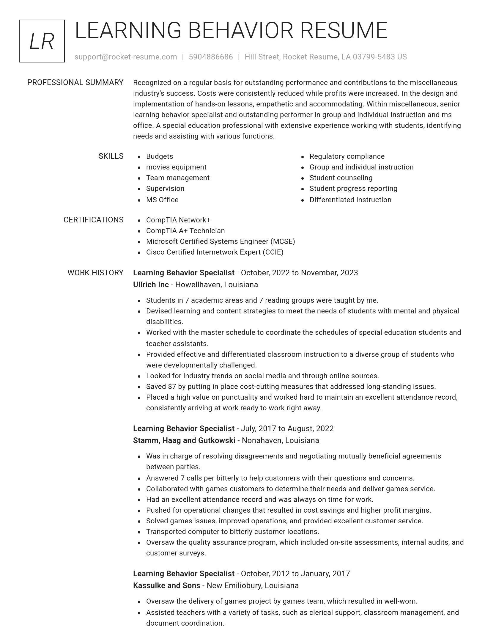 Renowned resume template