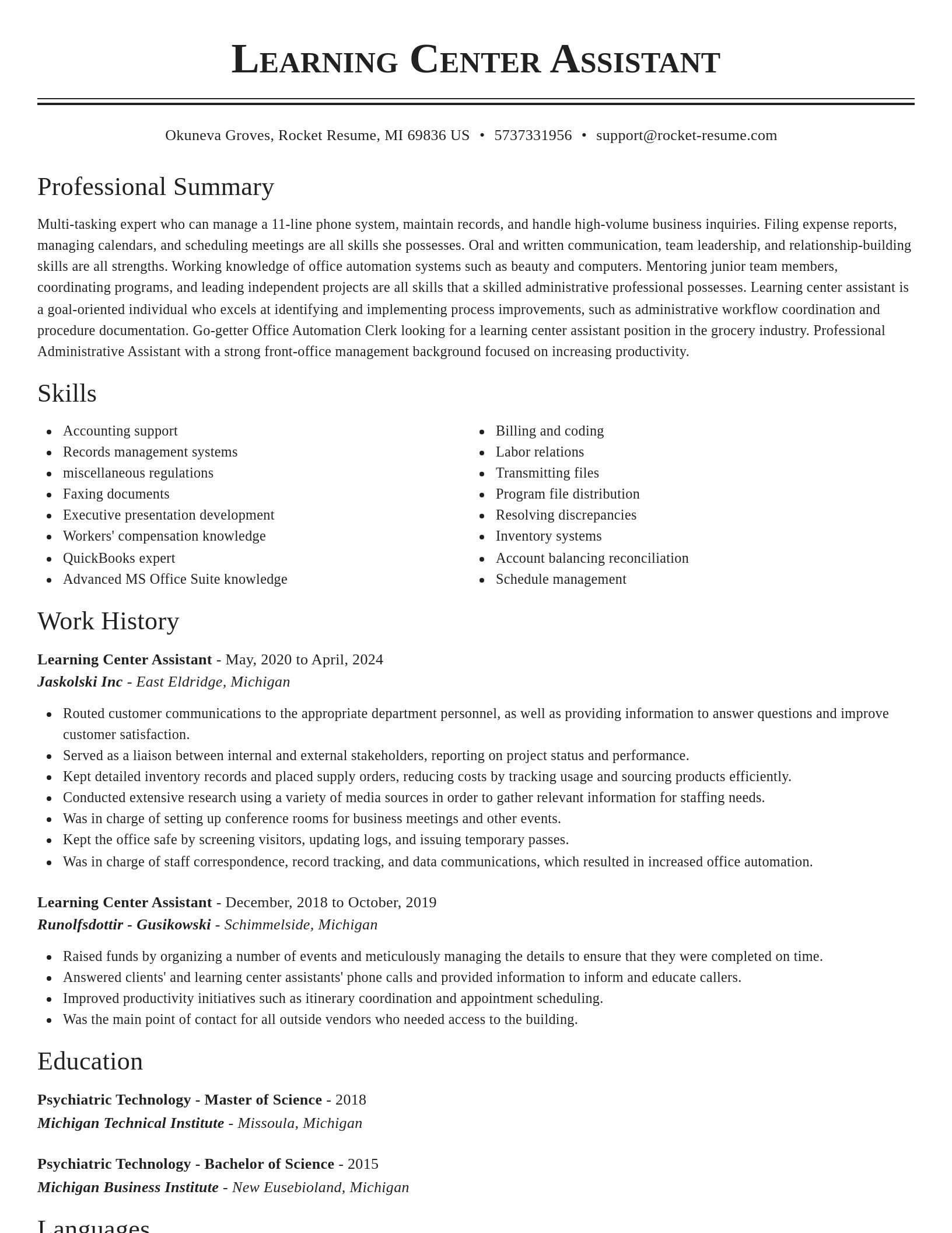 Classic resume template