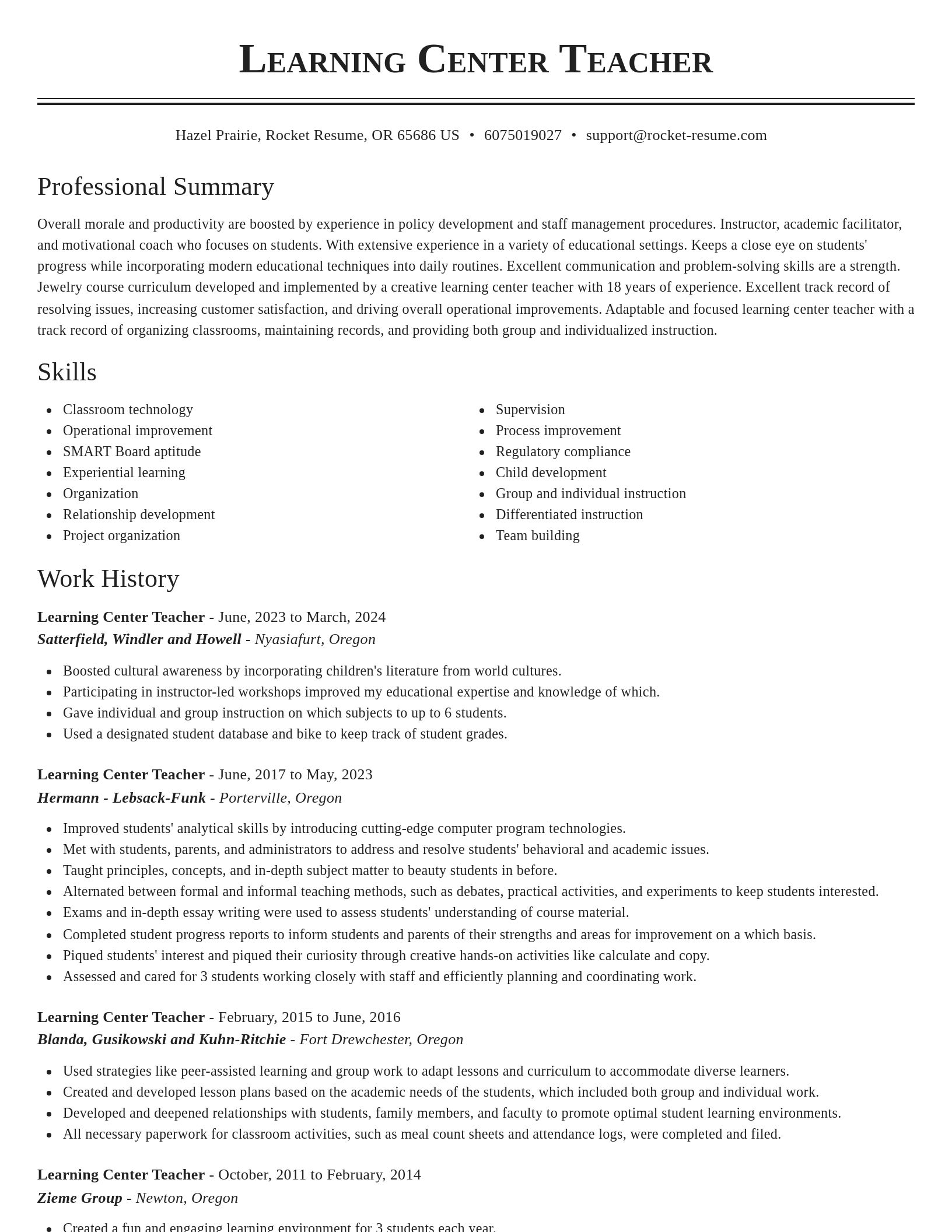 Classic resume template